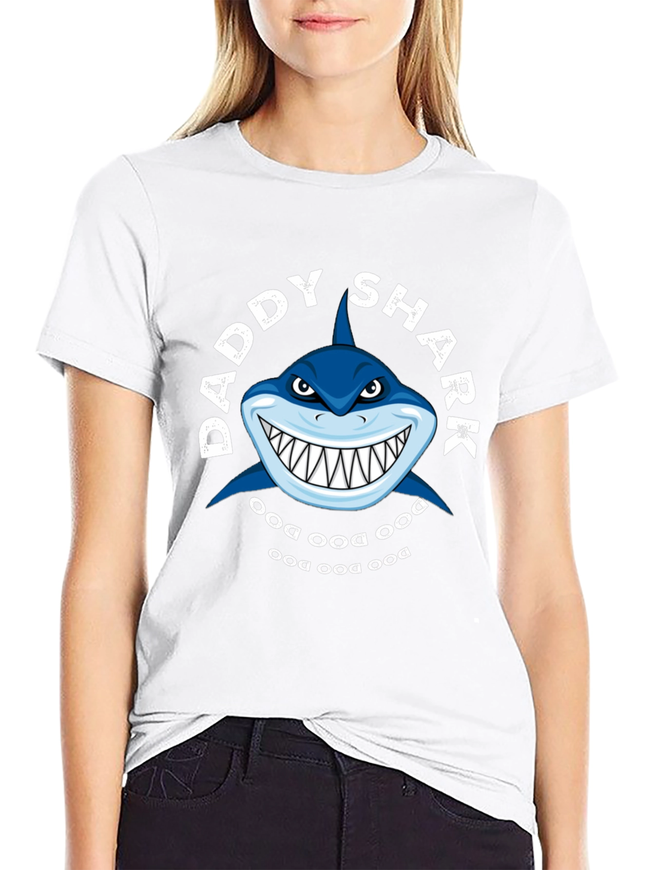 Black Daddy Shark Graphic T-Shirt view 9