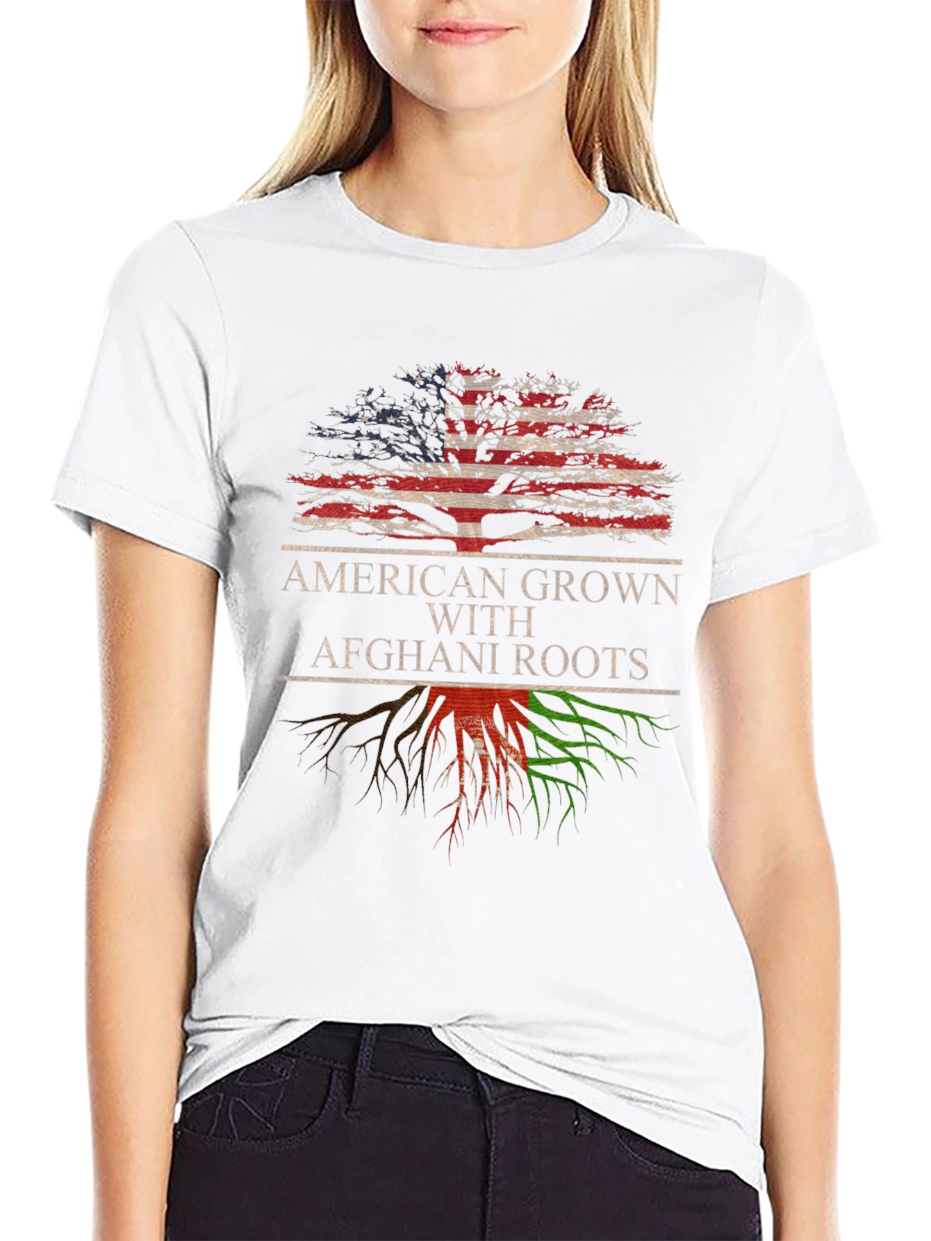 Black American Grown with Afghani Roots T-Shirt view 9