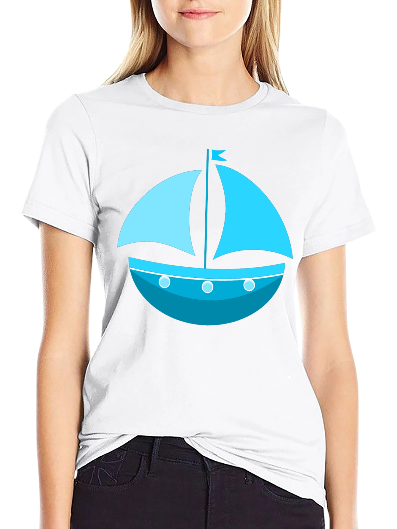Black Nautical Sailboat Graphic Tee - Black Cotton Shirt view 9