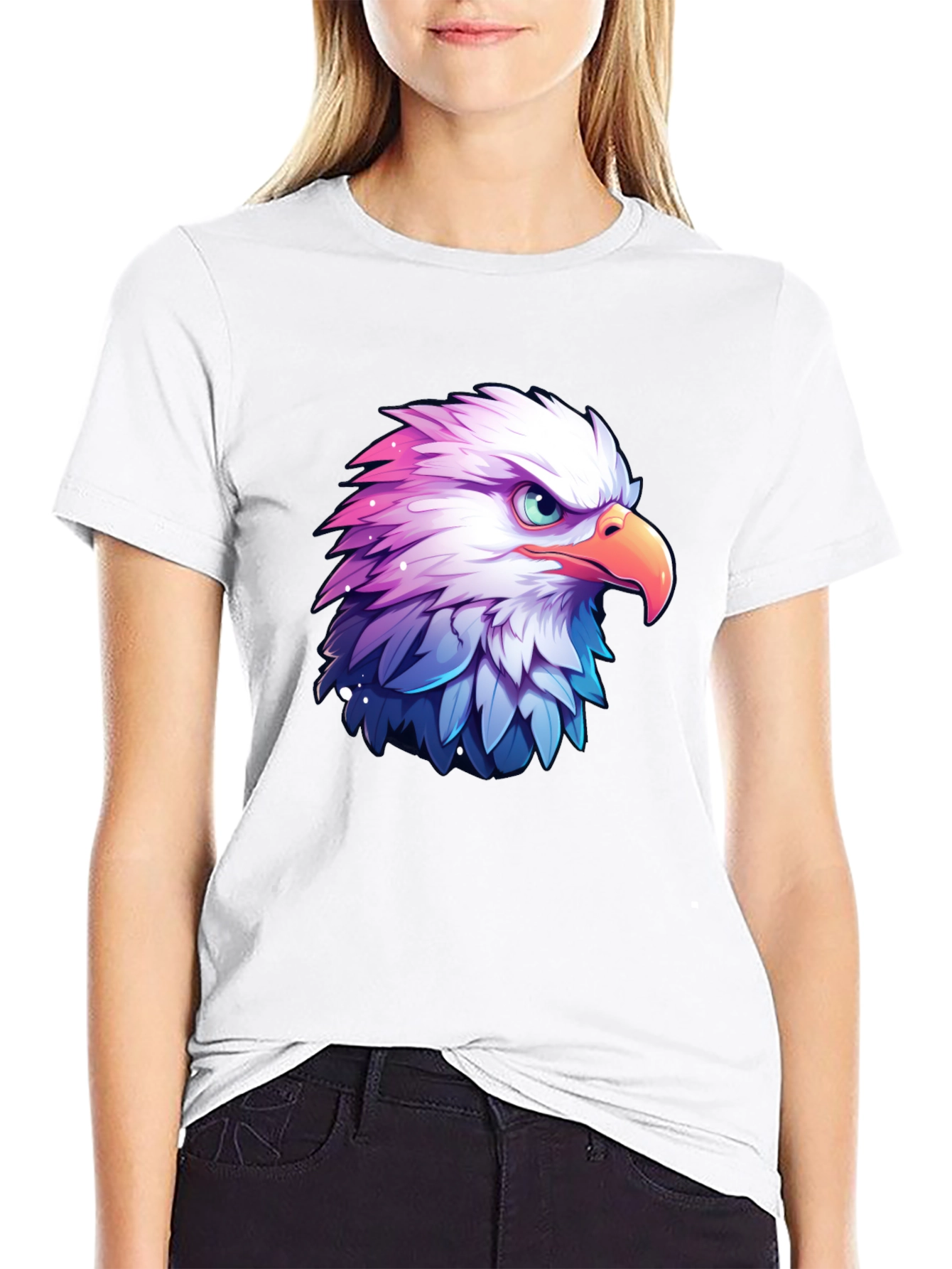 Black Eagle Graphic Black T-Shirt for Men view 9