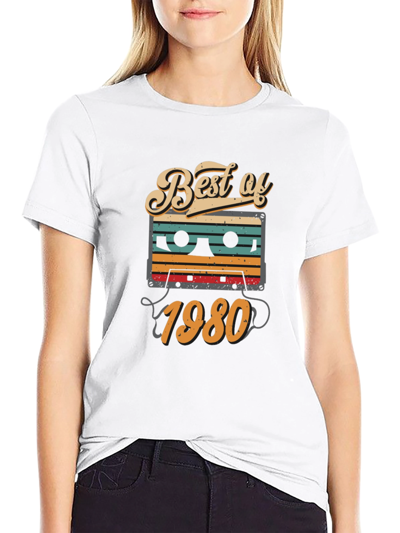 Black Best of 1980 Retro Cassette T-Shirt view 9