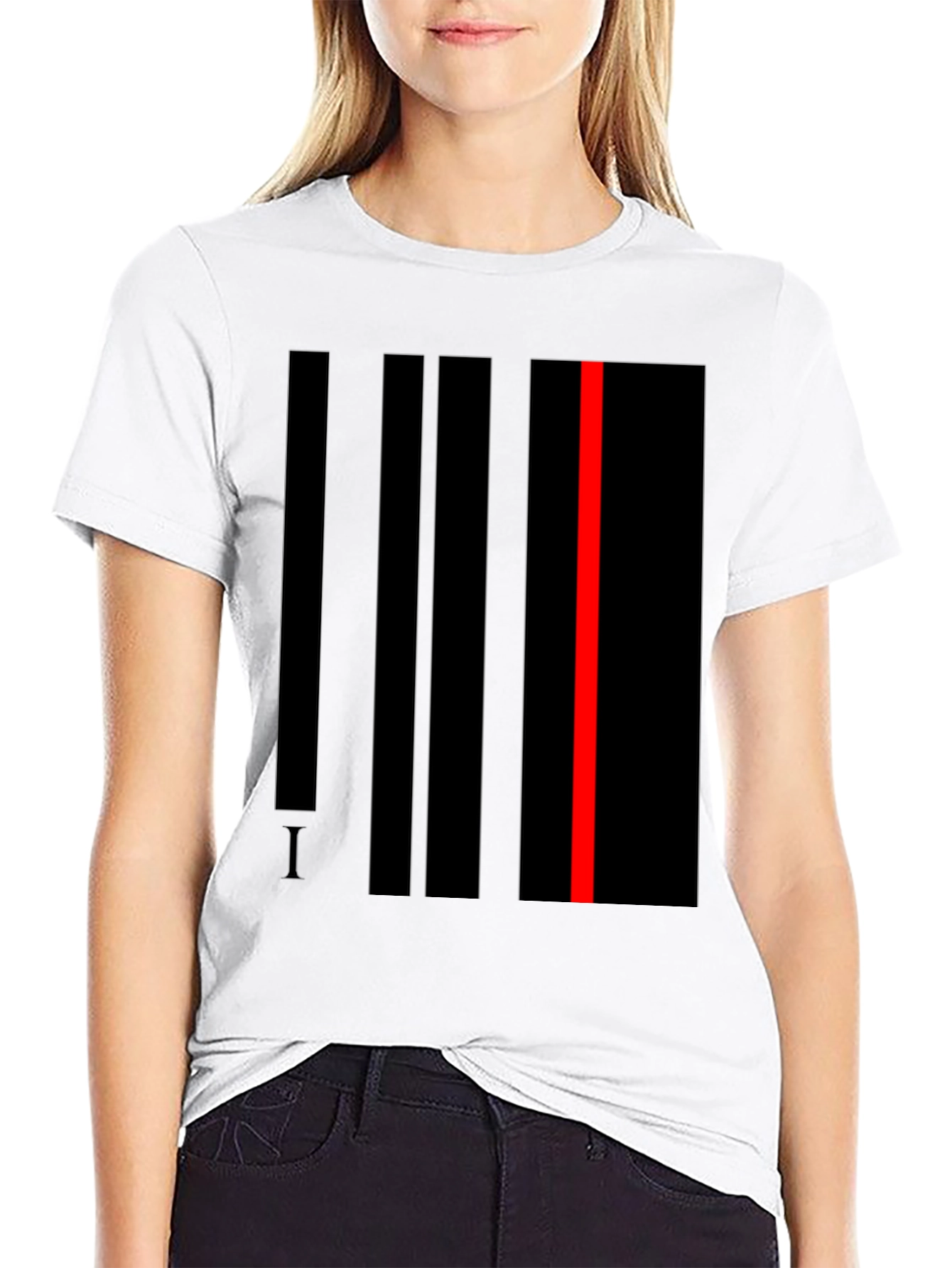 Black Striking Abstract Line Art T-Shirt - Black view 9