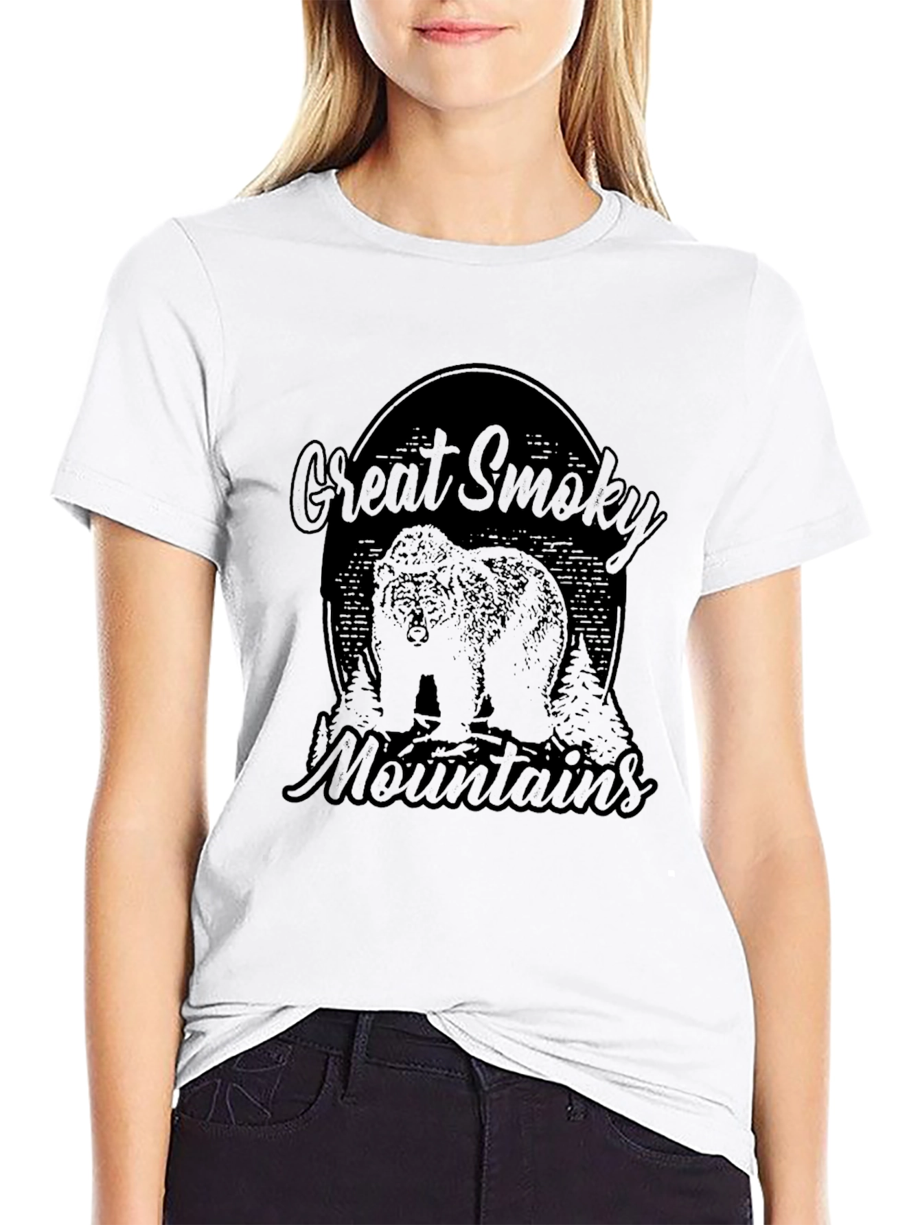 Black Great Smoky Mountains Bear Graphic T-Shirt view 9