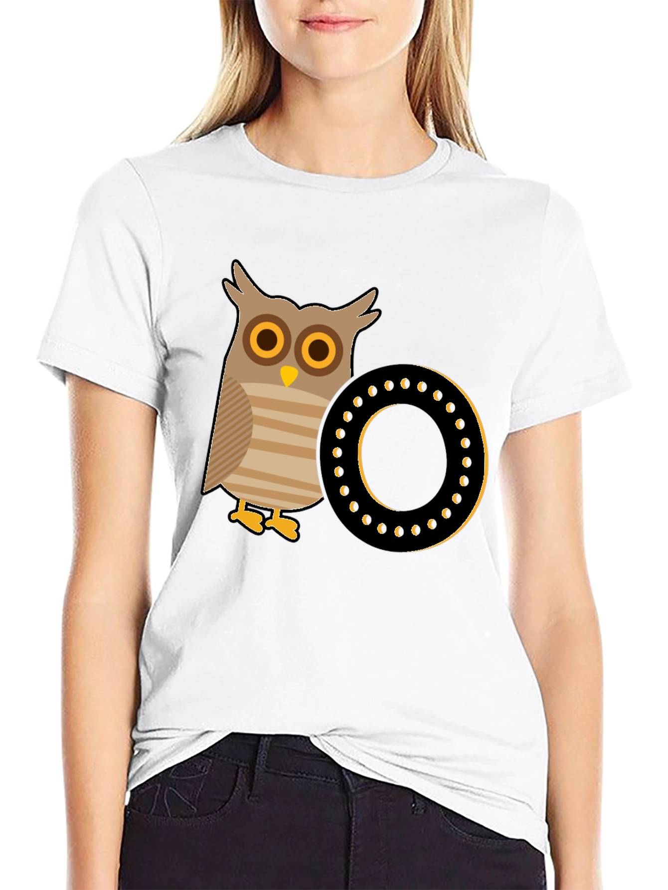 Black Owl and Letter 'O' T-Shirt view 9