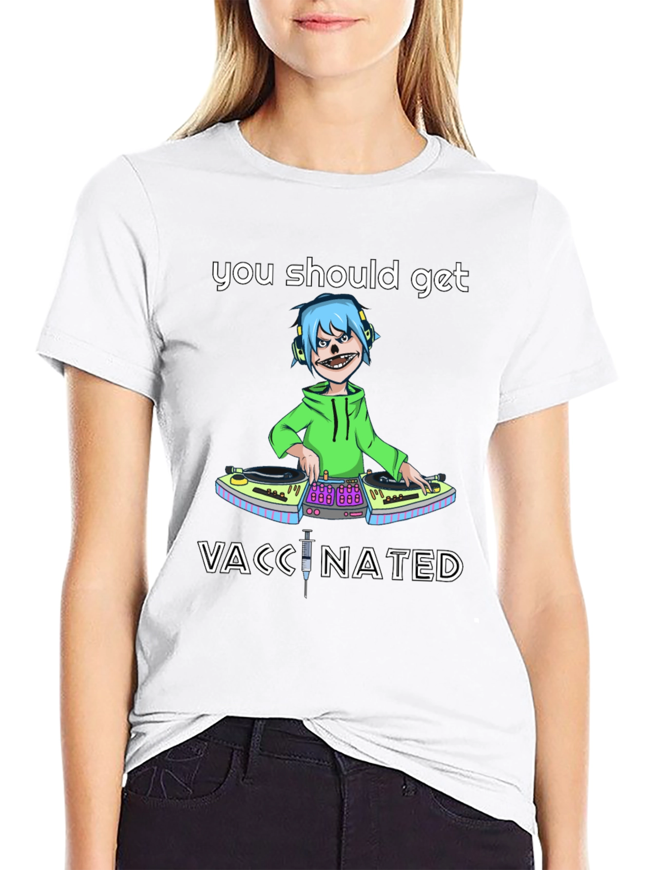 Black Vaccinated DJ Graphic Tee - Stylish & Comfy view 9