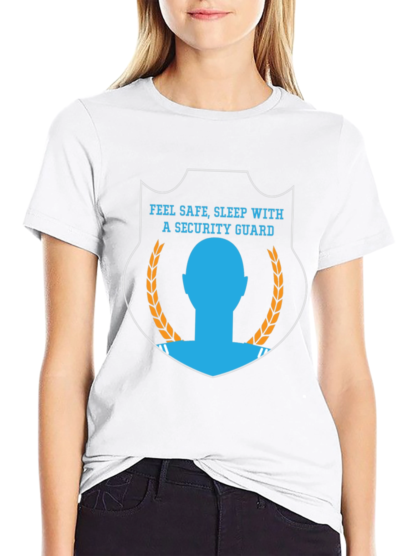Black Feel Safe, Sleep With a Security Guard T-Shirt view 9