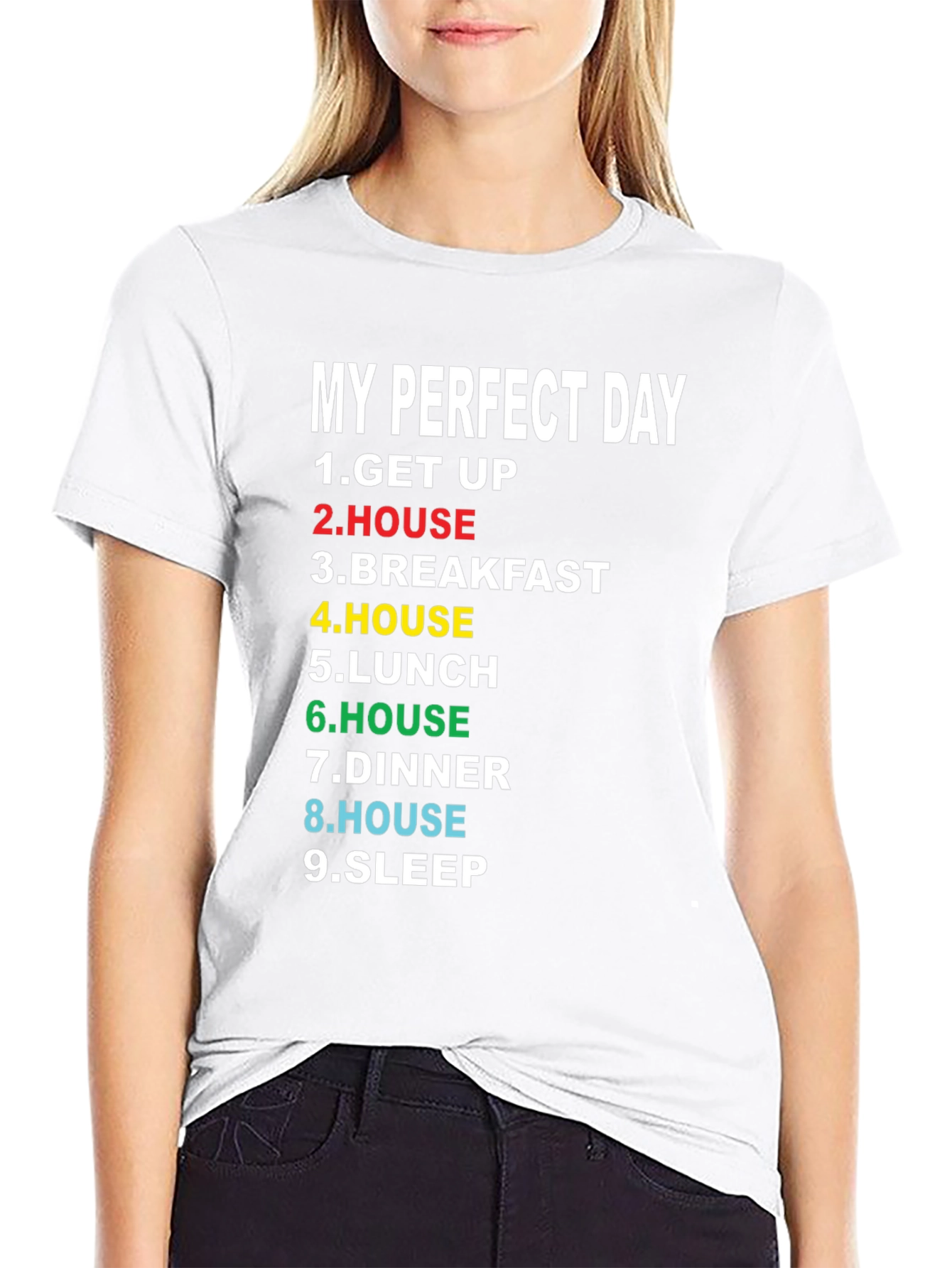 Black My Perfect Day T-Shirt - Funny Graphic Tee view 9