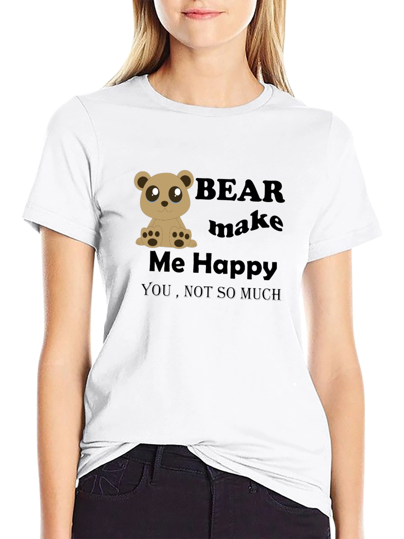 Black Bear Make Me Happy Black Graphic Tee view 9