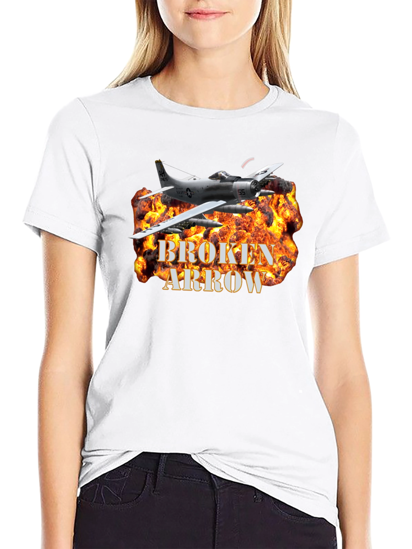 Black Broken Arrow Fire Plane T-Shirt view 9