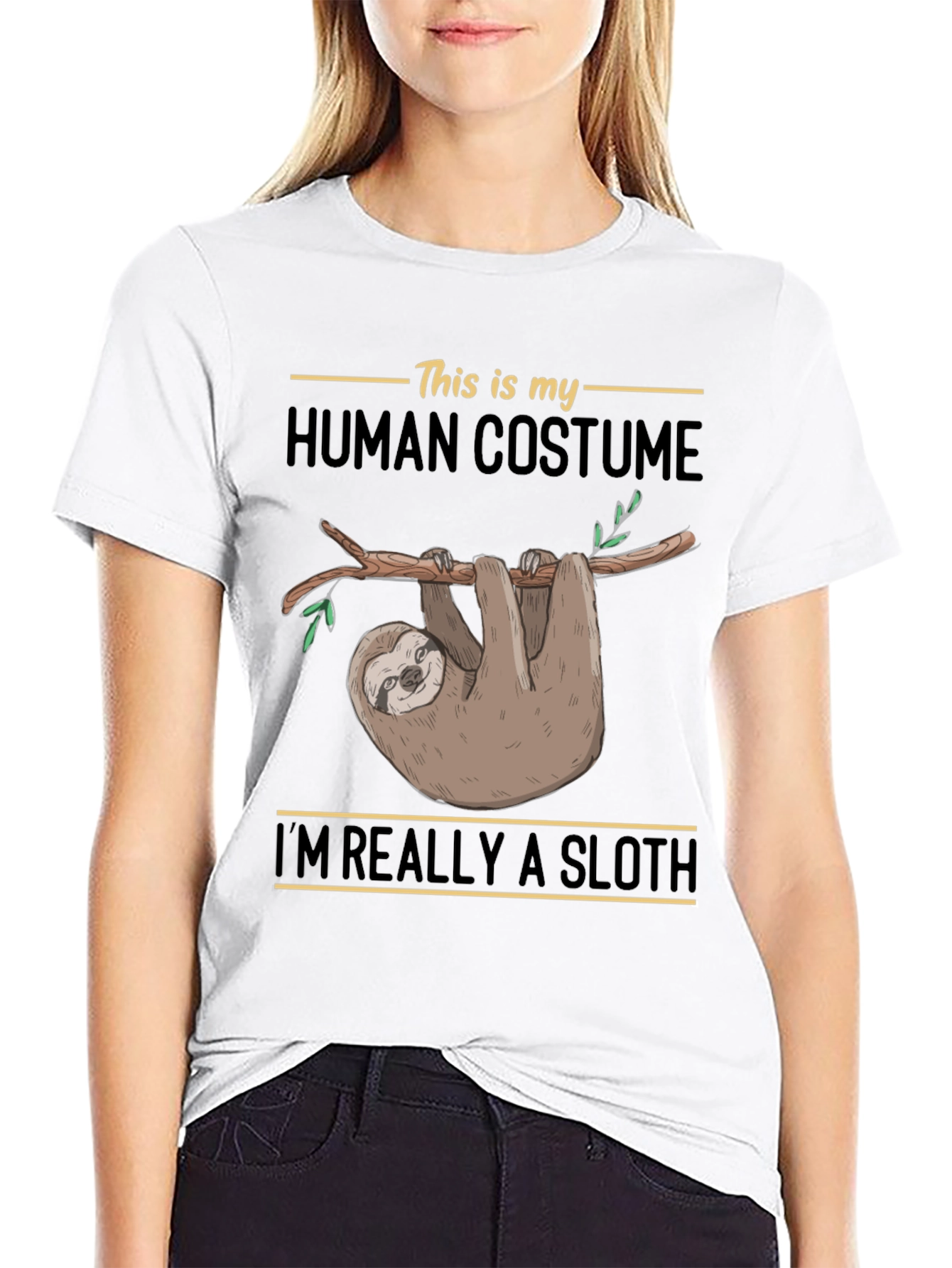 Black Sloth Human Costume Funny Graphic T-Shirt view 9