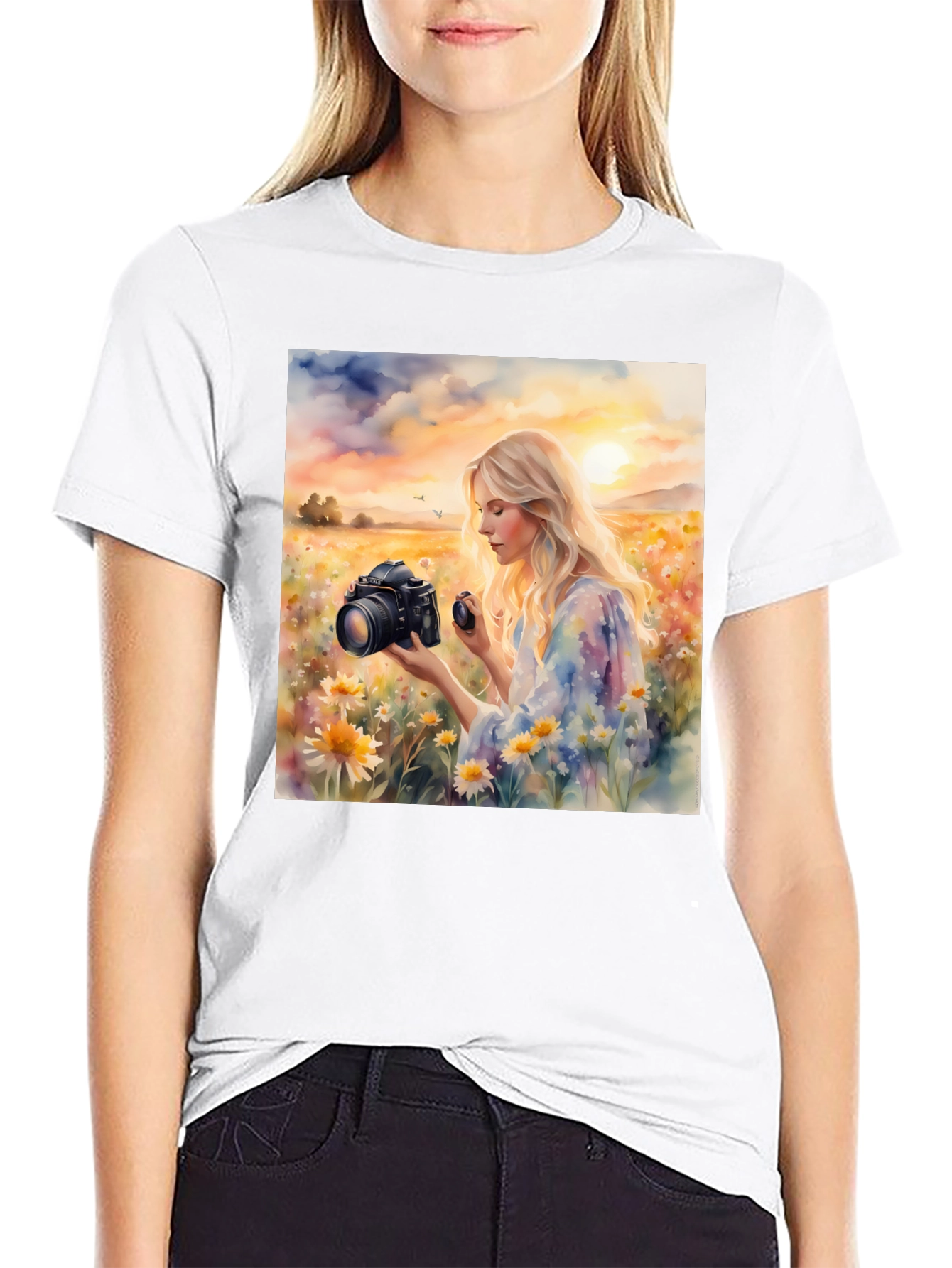 Black Woman Photographer Art Print Black T-Shirt view 9