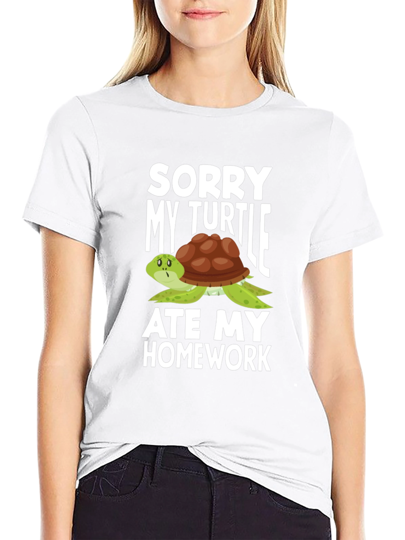 Black Sorry My Turtle Ate My Homework T-Shirt view 9