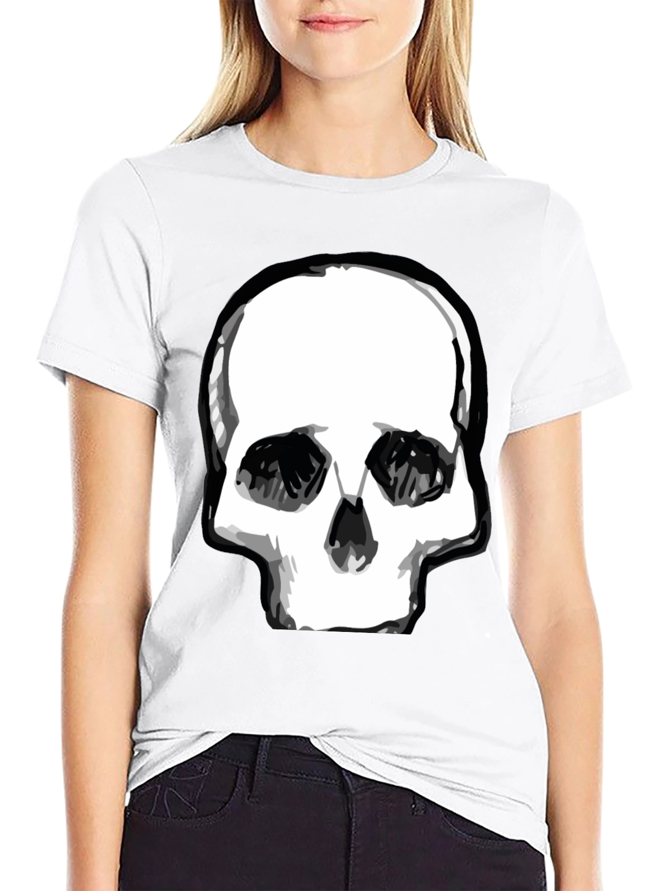 Black Skull Graphic Print Black T-Shirt view 9