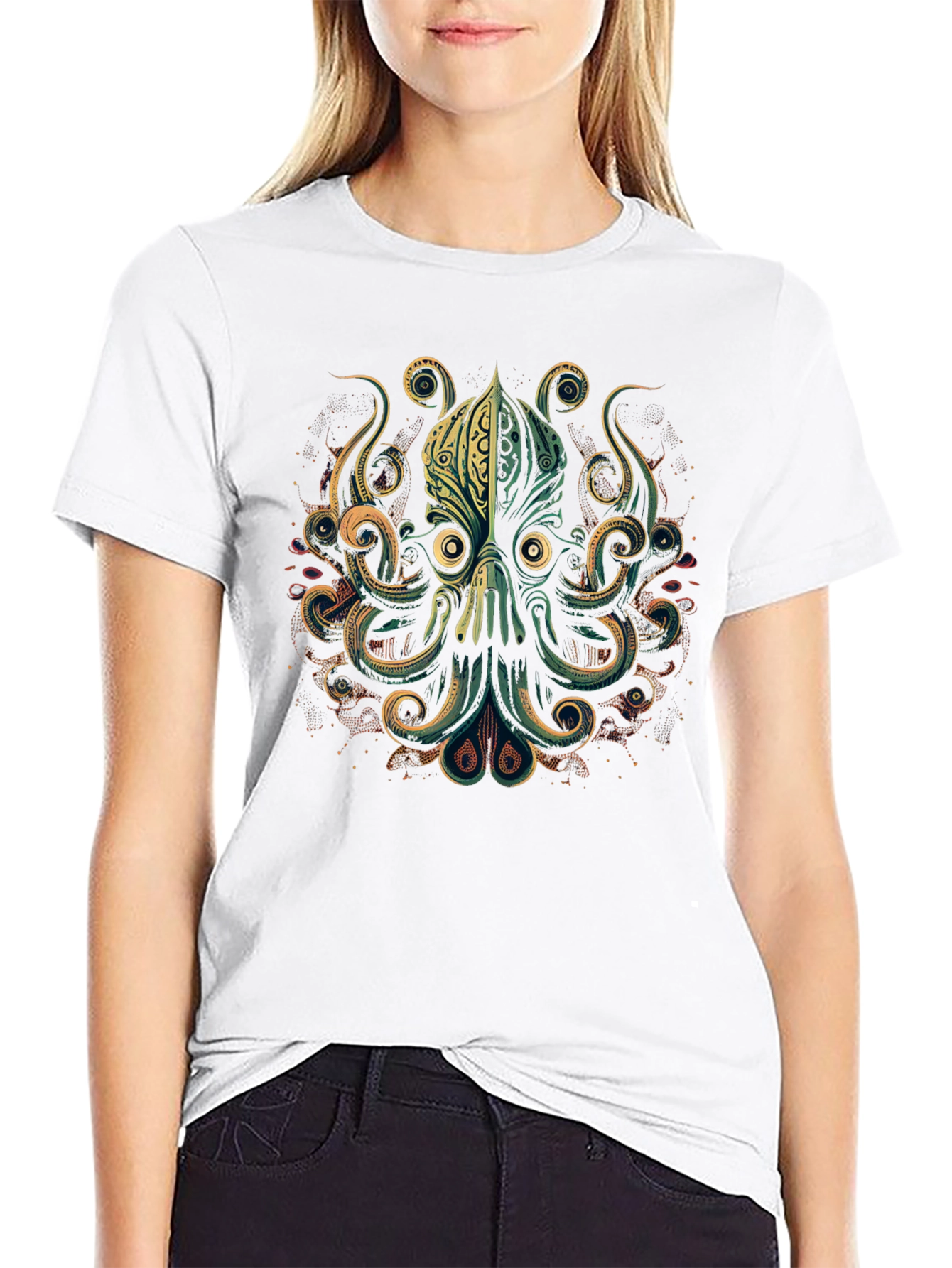 Black Octopus Graphic Black T-Shirt view 9