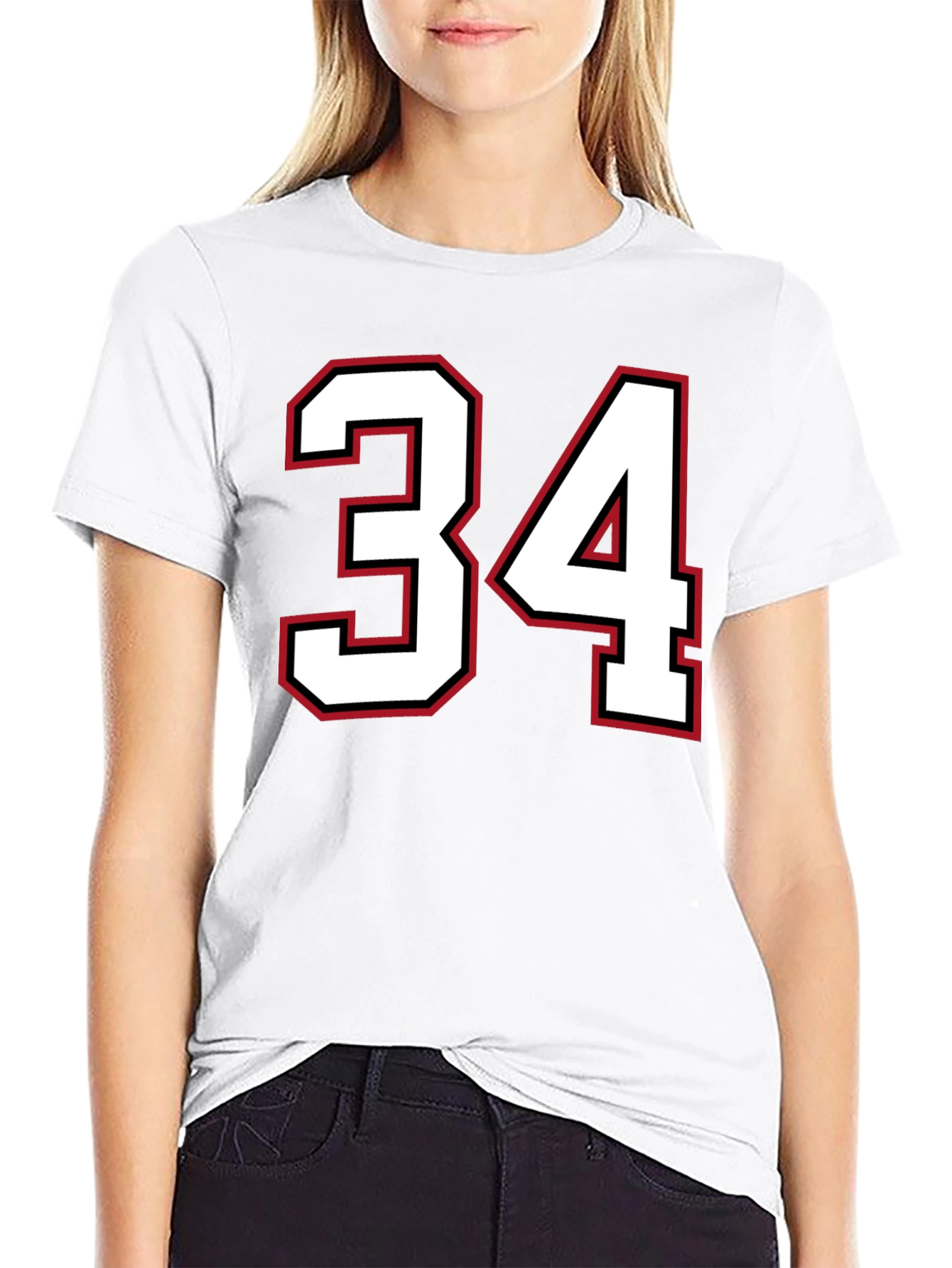 Black Jersey Number 34 Black T-Shirt view 9
