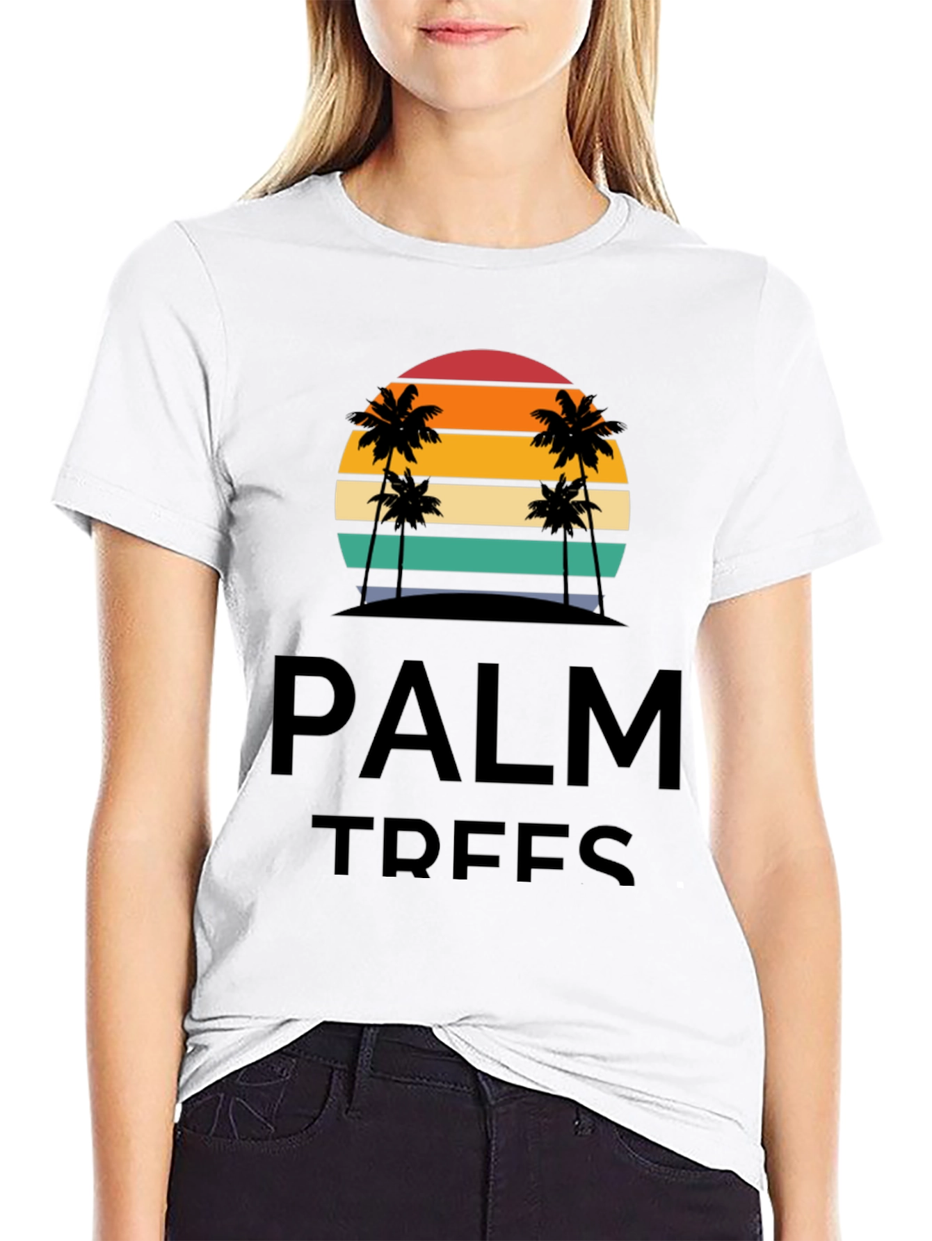 Black Palm Trees Graphic T-Shirt - Retro Sunset Design view 9