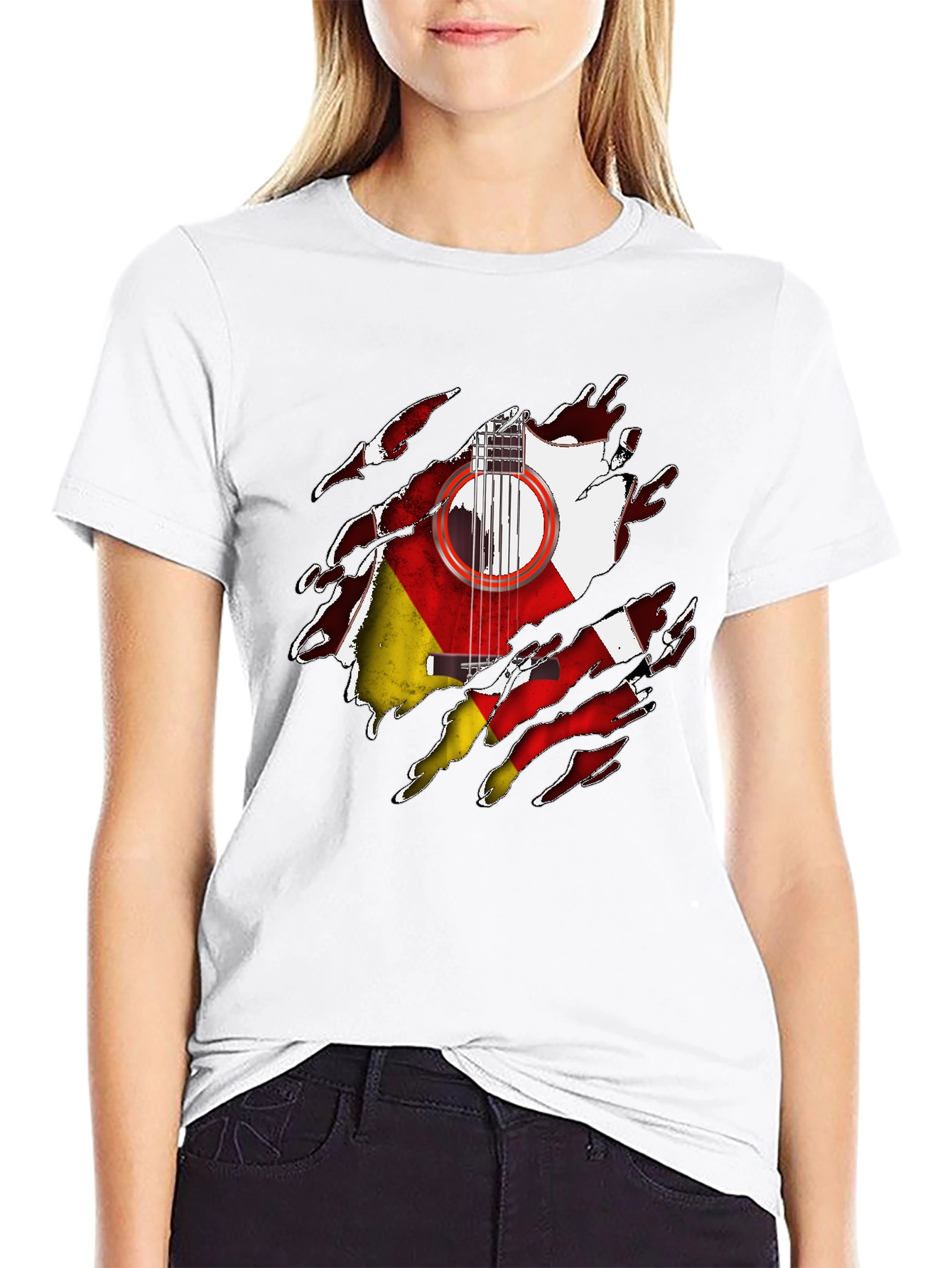German Flag Guitar Ripped T-Shirt - 9