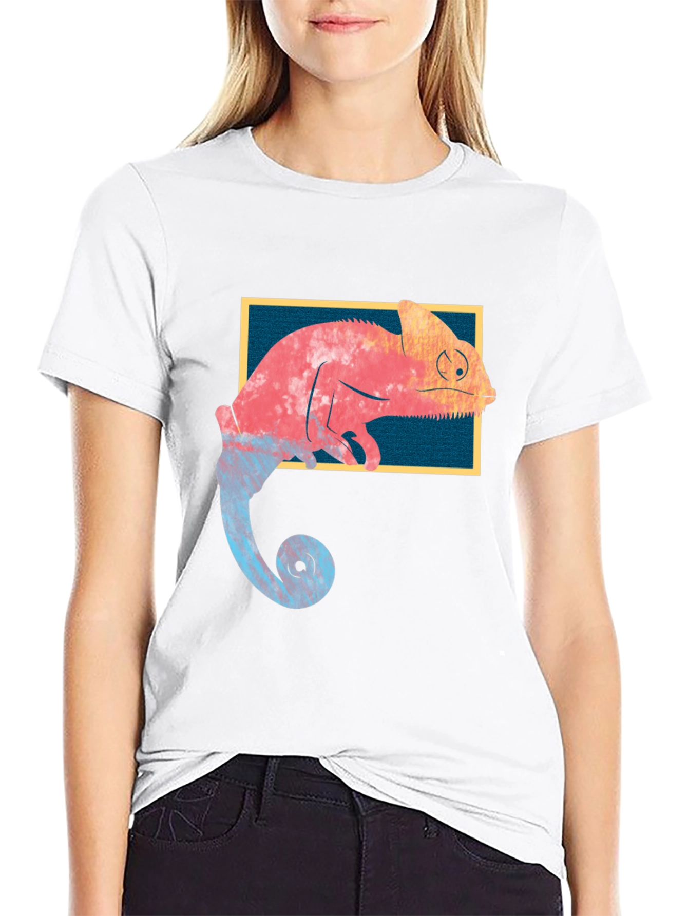 Black Chameleon Graphic T-Shirt - Unique Design view 9