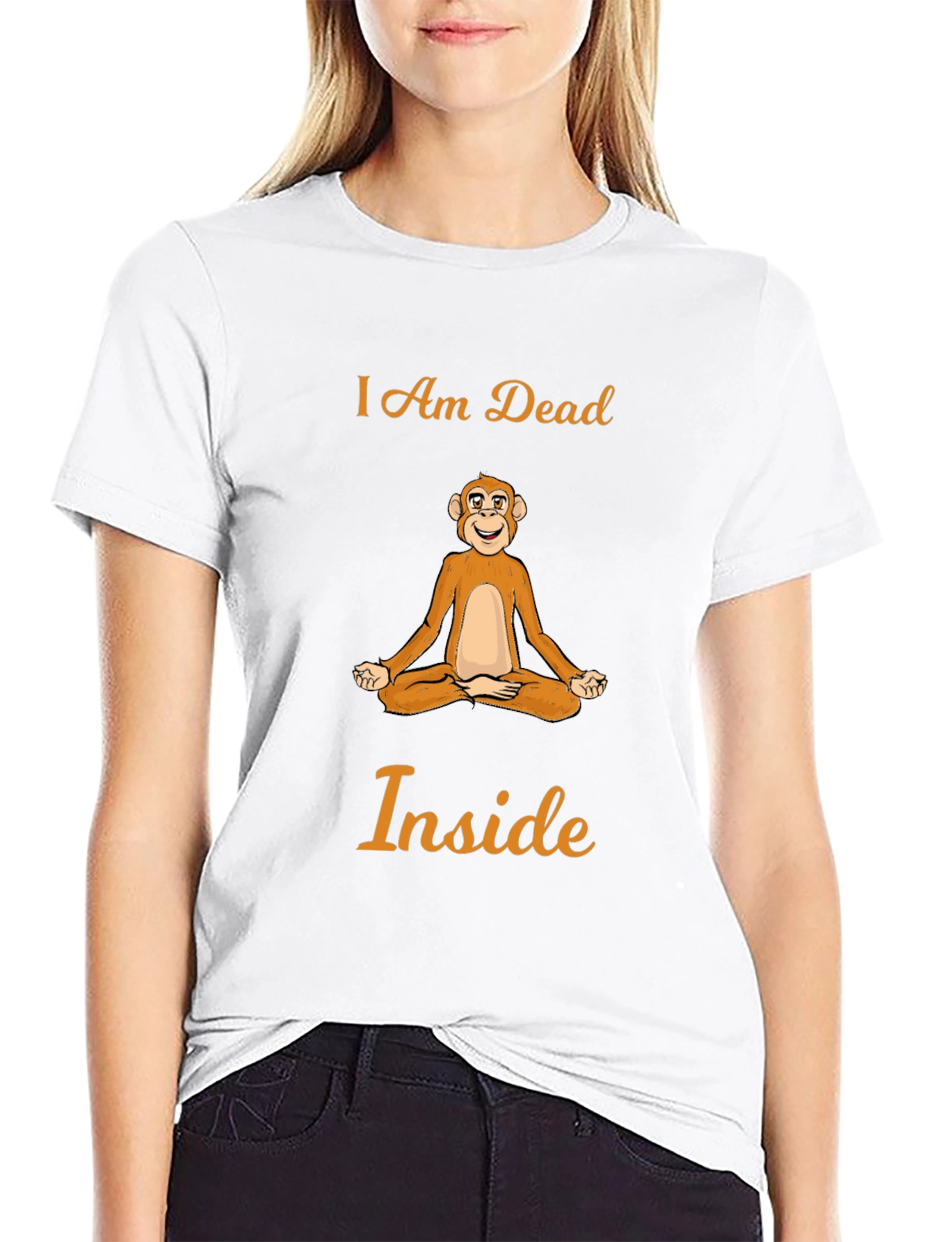 Black I Am Dead Inside Monkey Meditation T-Shirt view 9