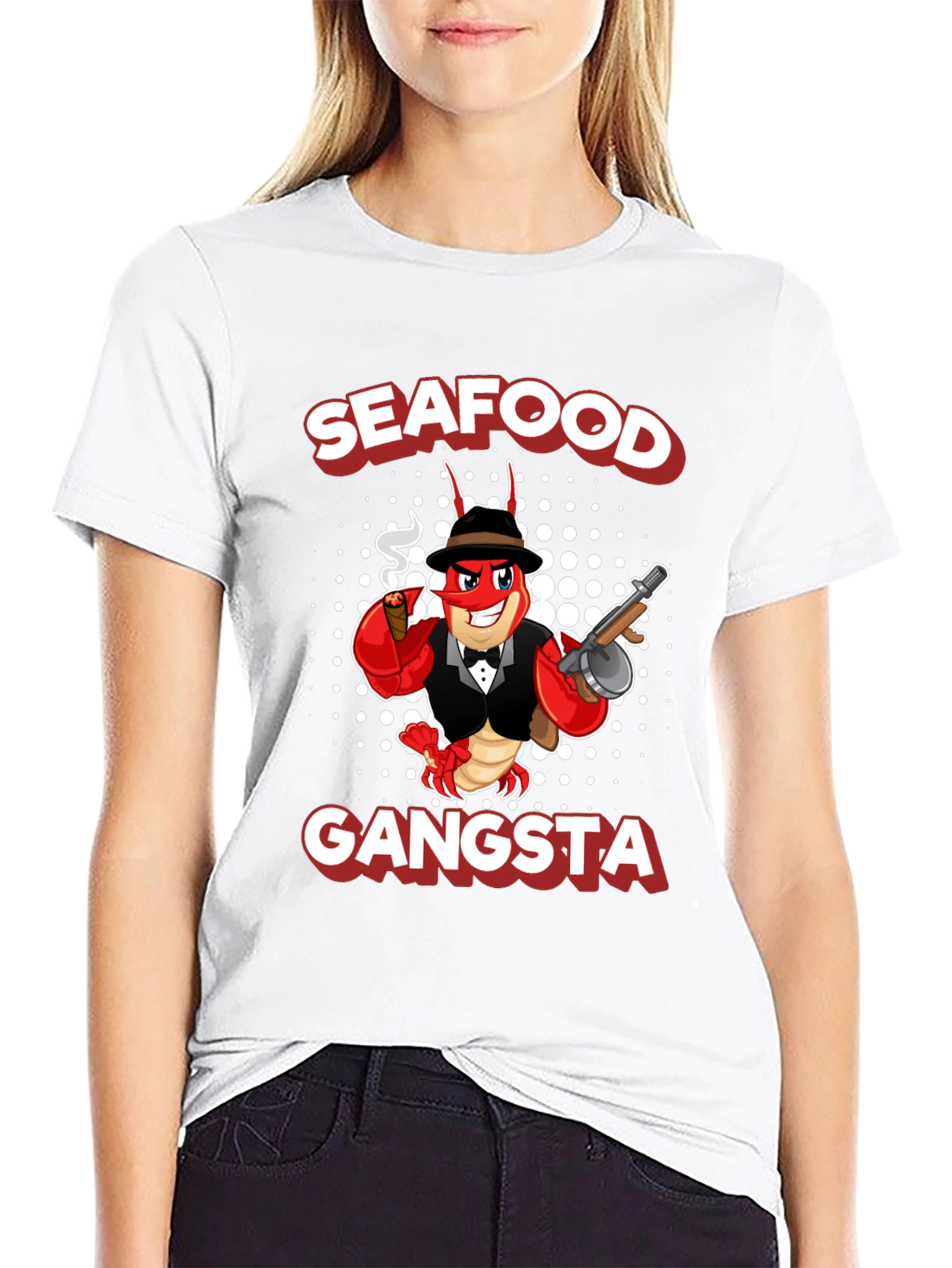 Black Seafood Gangsta Funny Graphic T-Shirt view 9