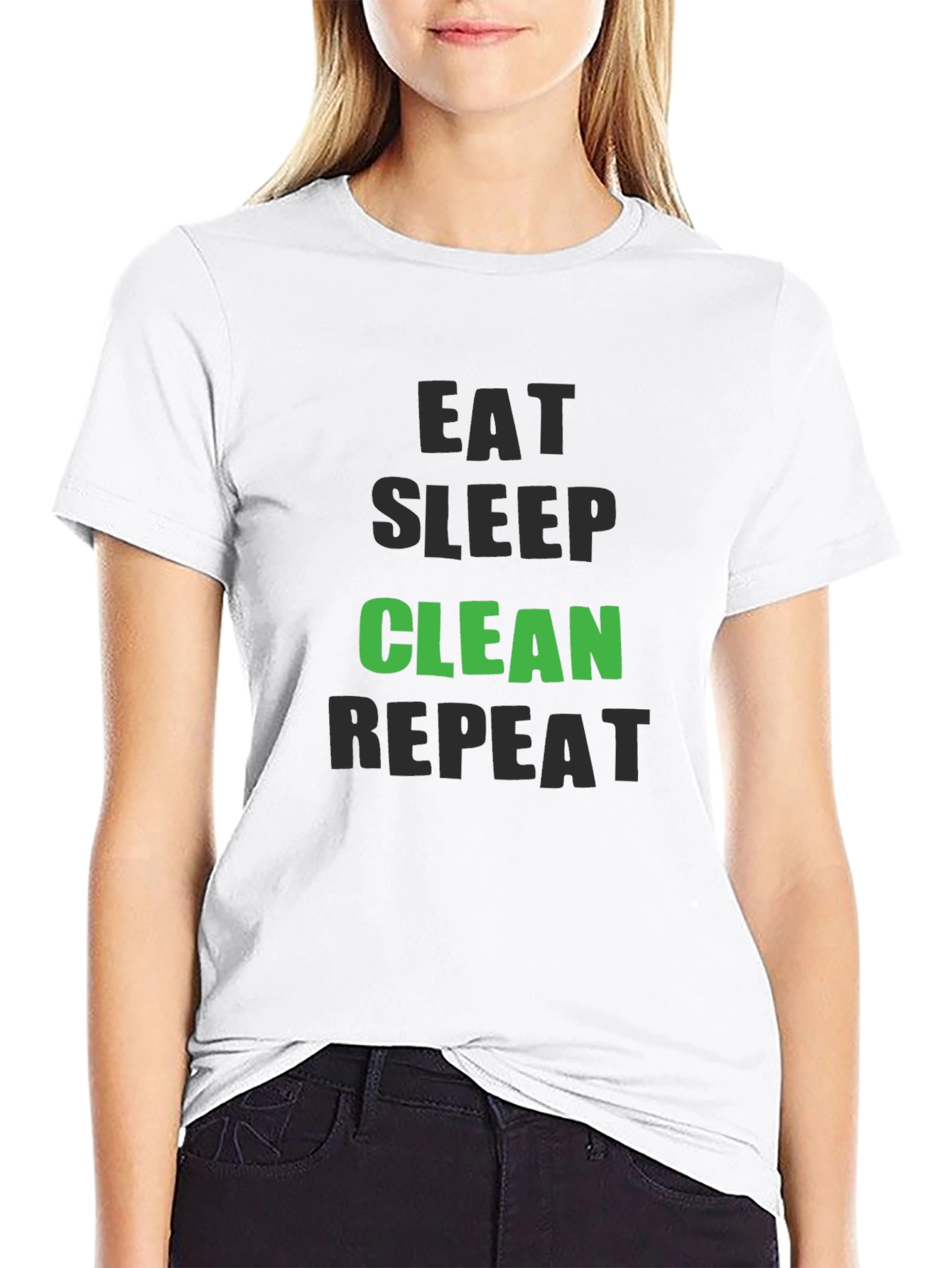 Black Eat Sleep Clean Repeat - Funny Cleaning T-Shirt view 9