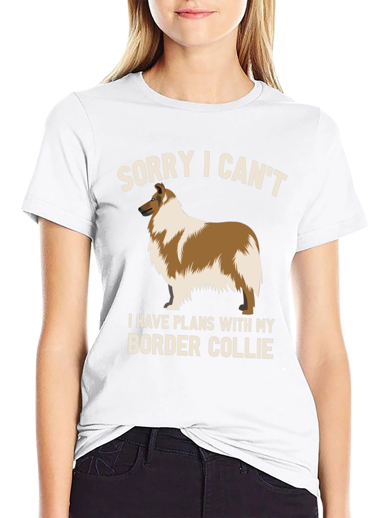 Black Sorry I Can't Border Collie T-Shirt view 9