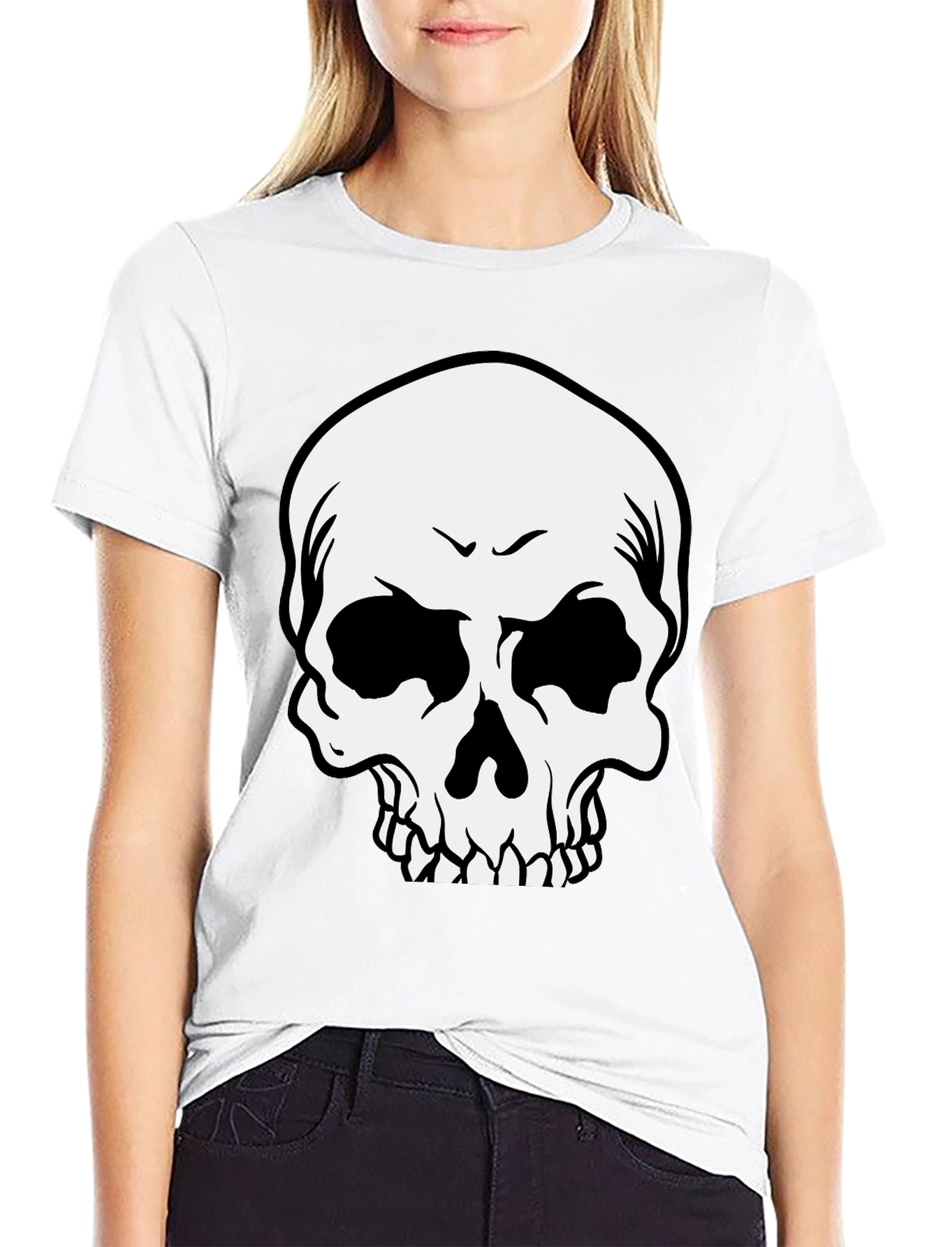 Black Skull Graphic Print Black T-Shirt view 9