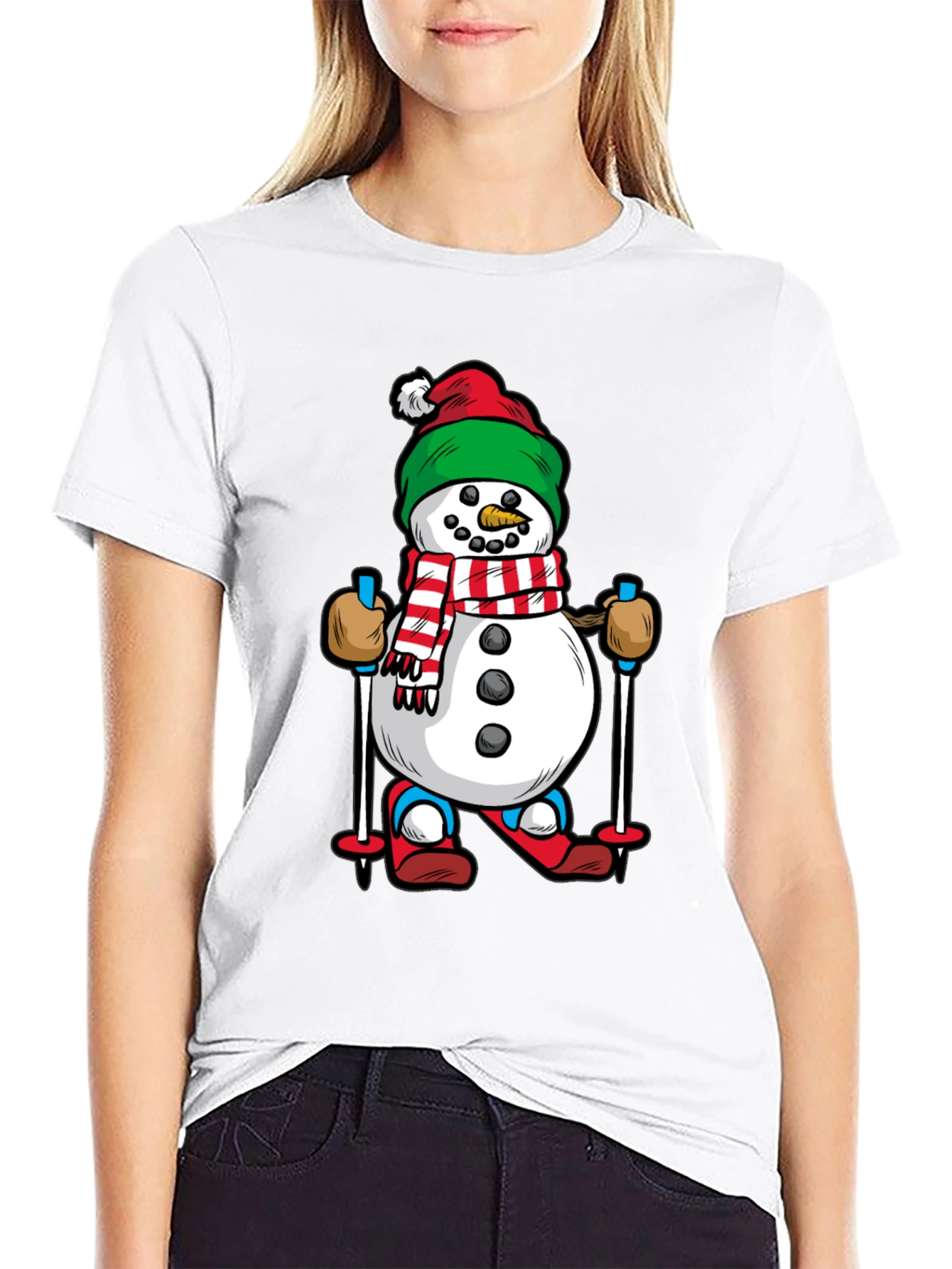 Black Snowman Skiing Graphic Tee - Holiday Cheer view 9
