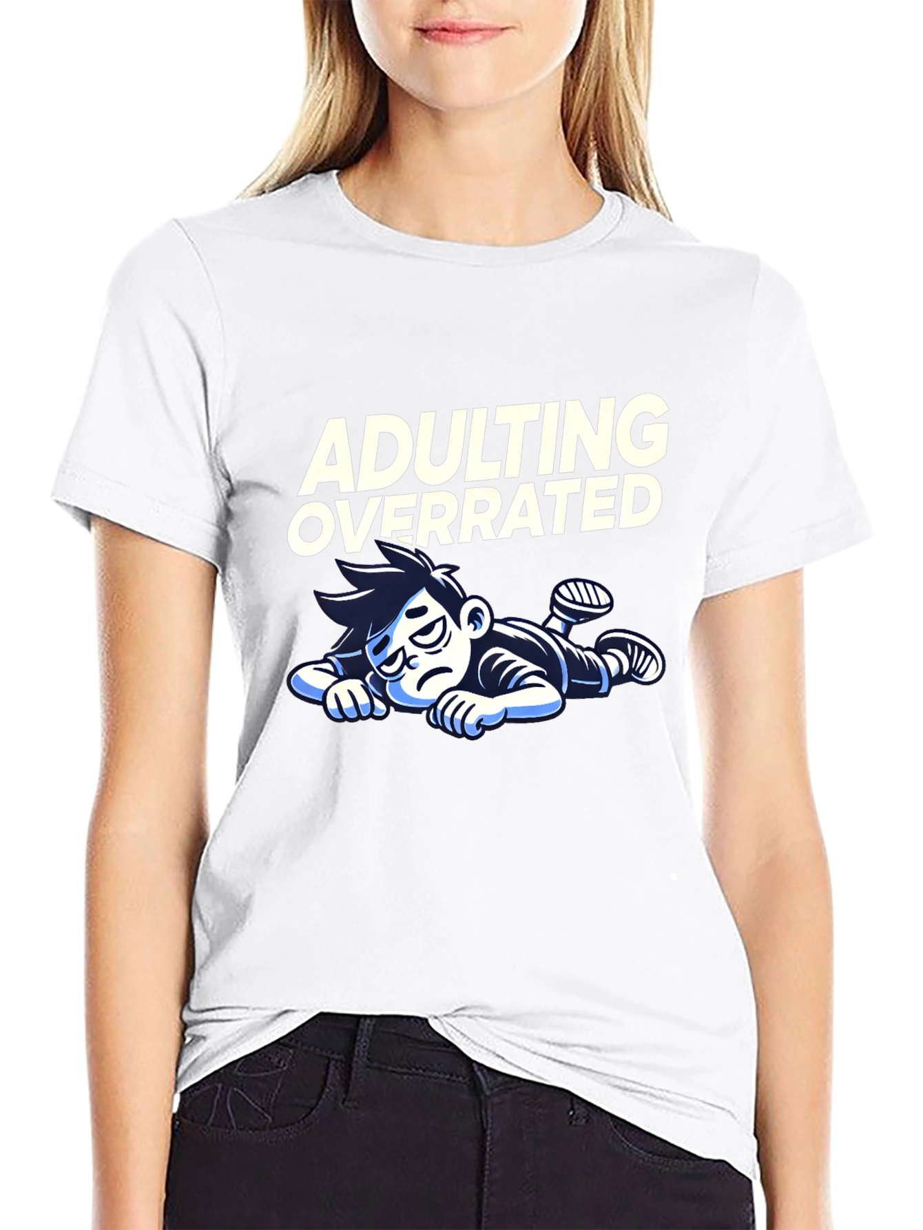 Black Adulting Overrated Graphic T-Shirt - Black view 9