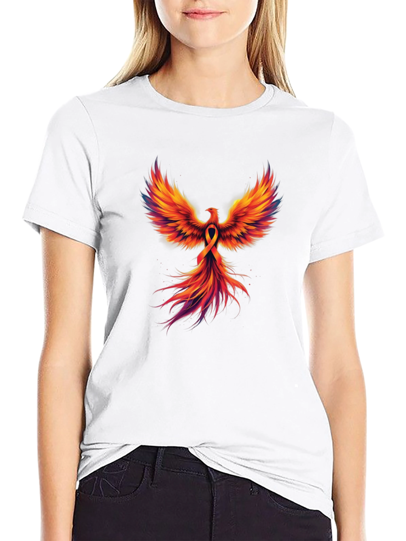 Black Phoenix Rising Graphic T-Shirt - Black view 9
