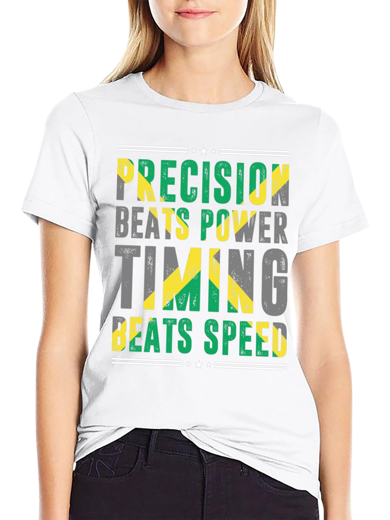 Black Precision Beats Power Jamaica T-Shirt view 9
