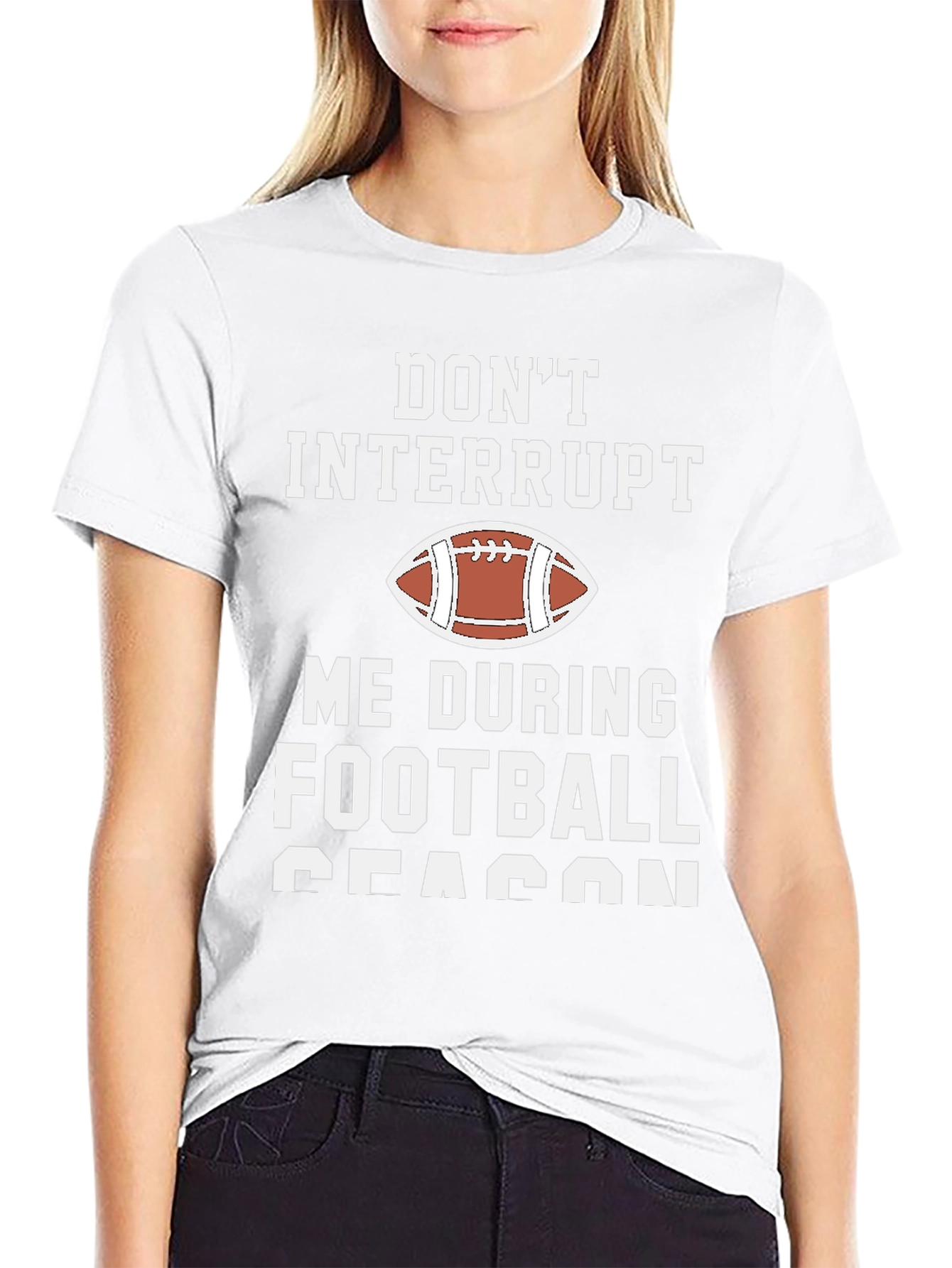 Black Don't Interrupt Football Season Graphic T-Shirt view 9
