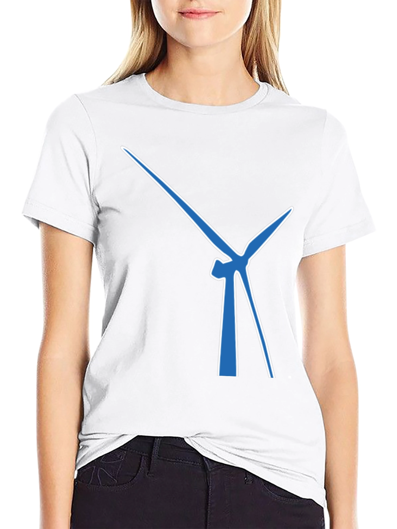 Black Wind Turbine Graphic Tee - Modern Blue Design view 9