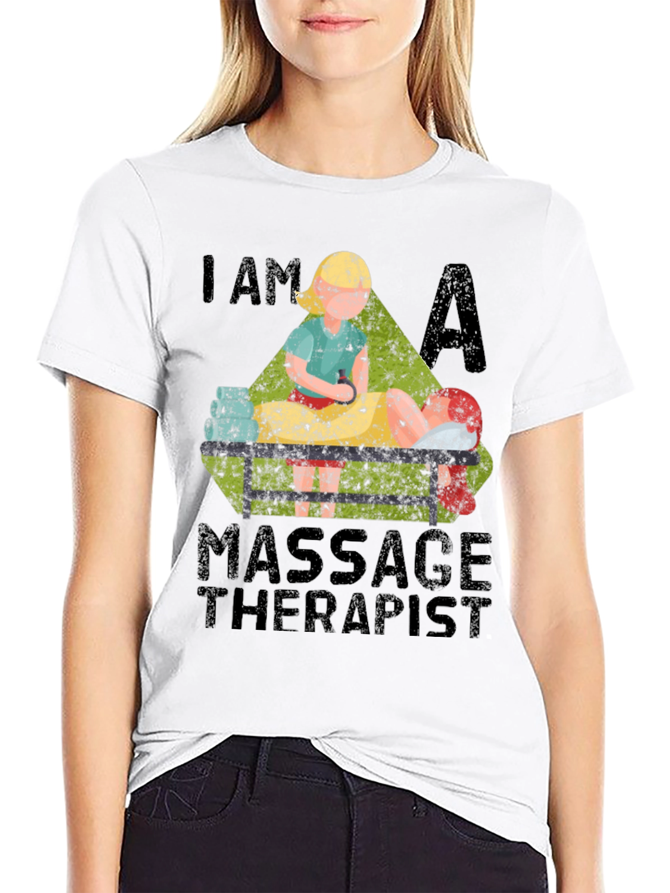 Black Massage Therapist T-Shirt - Unisex view 9