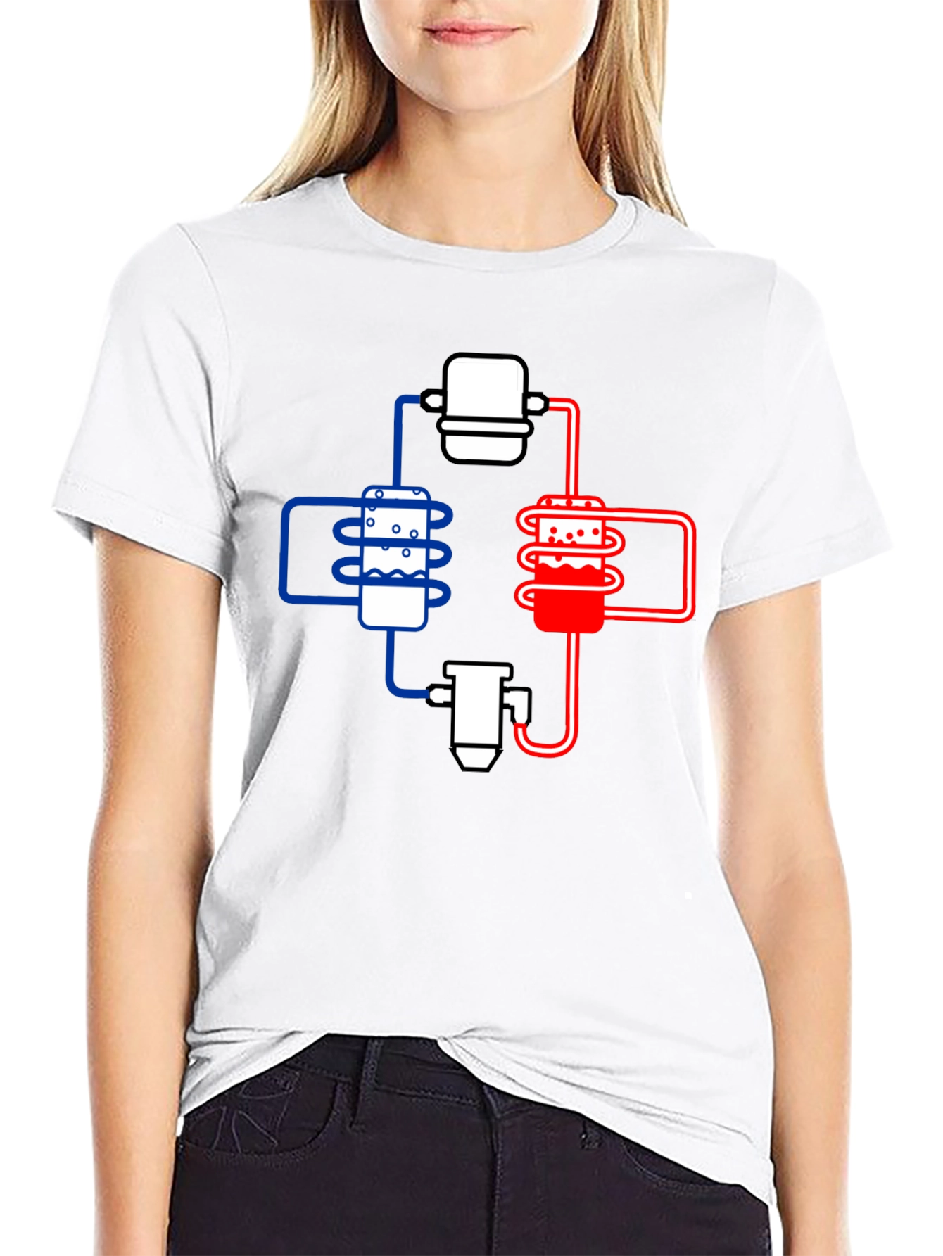 Black Cooling System Diagram Black T-Shirt view 9
