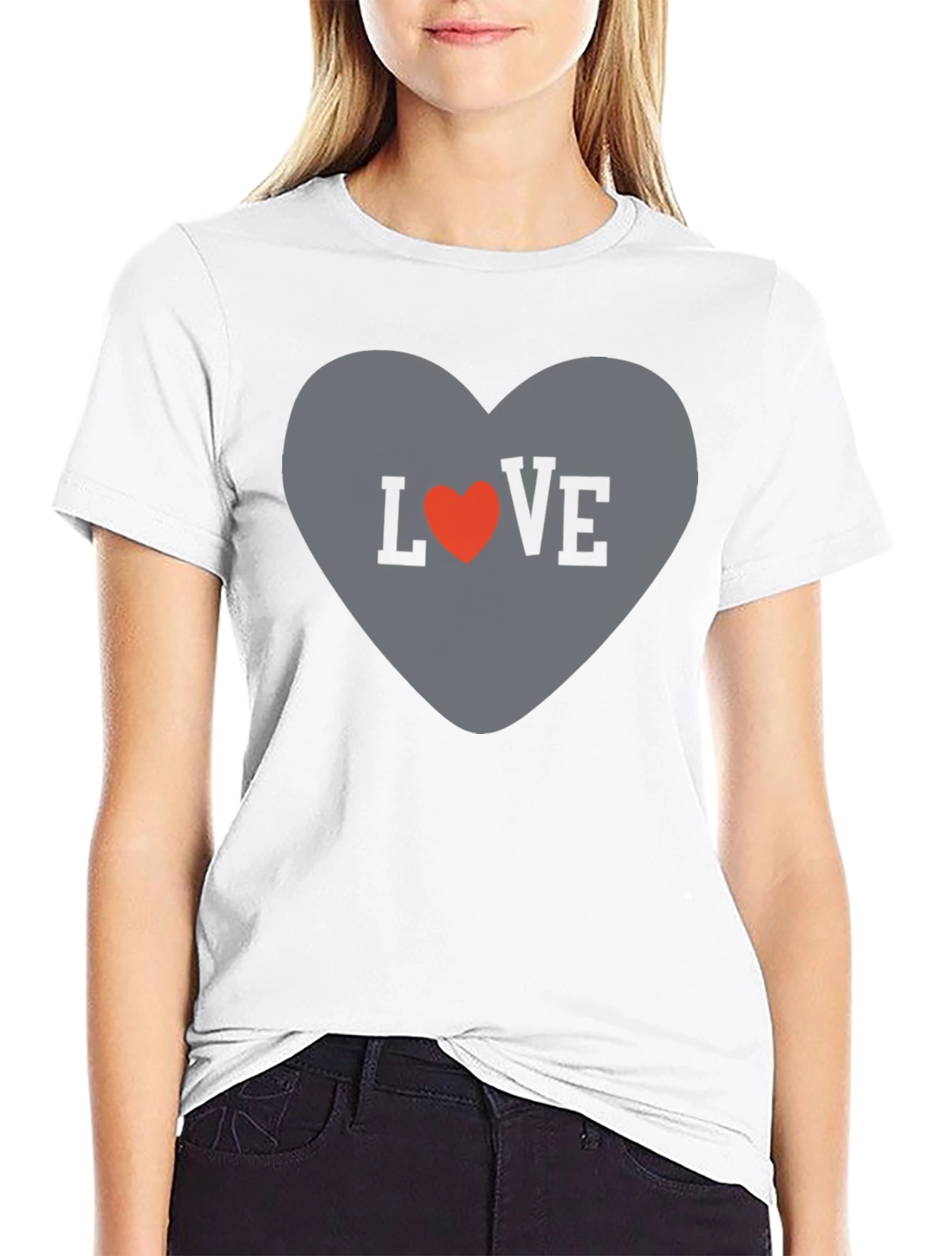 Black Love Heart Graphic Tee - Stylish Casual T-Shirt view 9