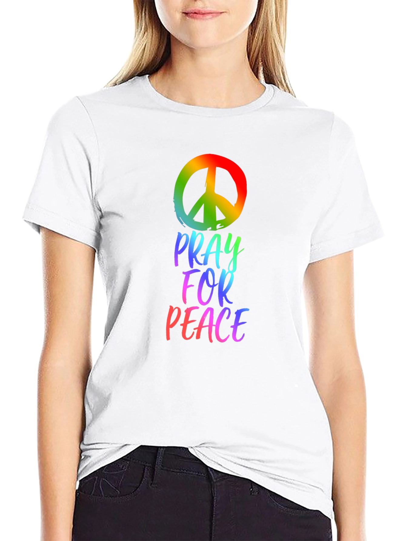 Black Pray for Peace Graphic T-Shirt view 9