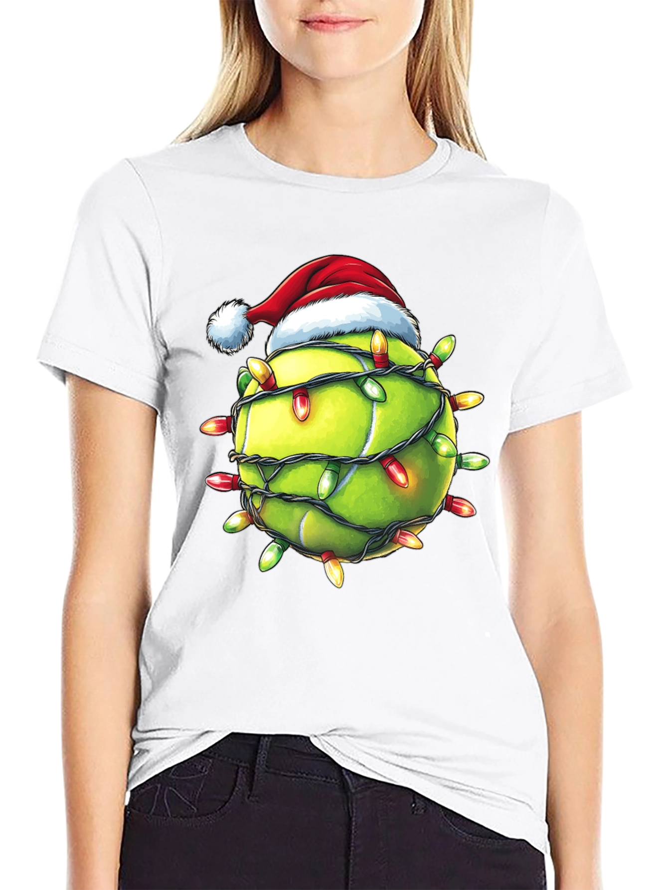 Black Festive Tennis Christmas T-Shirt view 9
