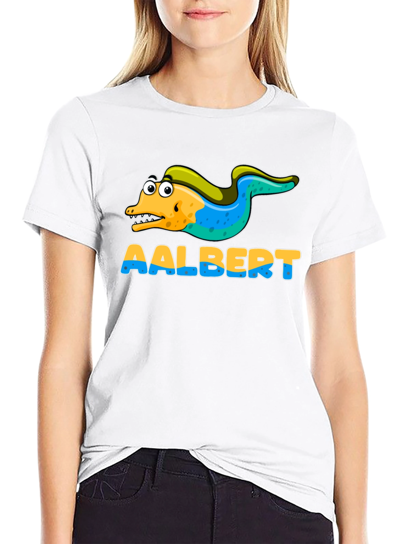 Black Aalbert Eel Cartoon Graphic T-Shirt view 9