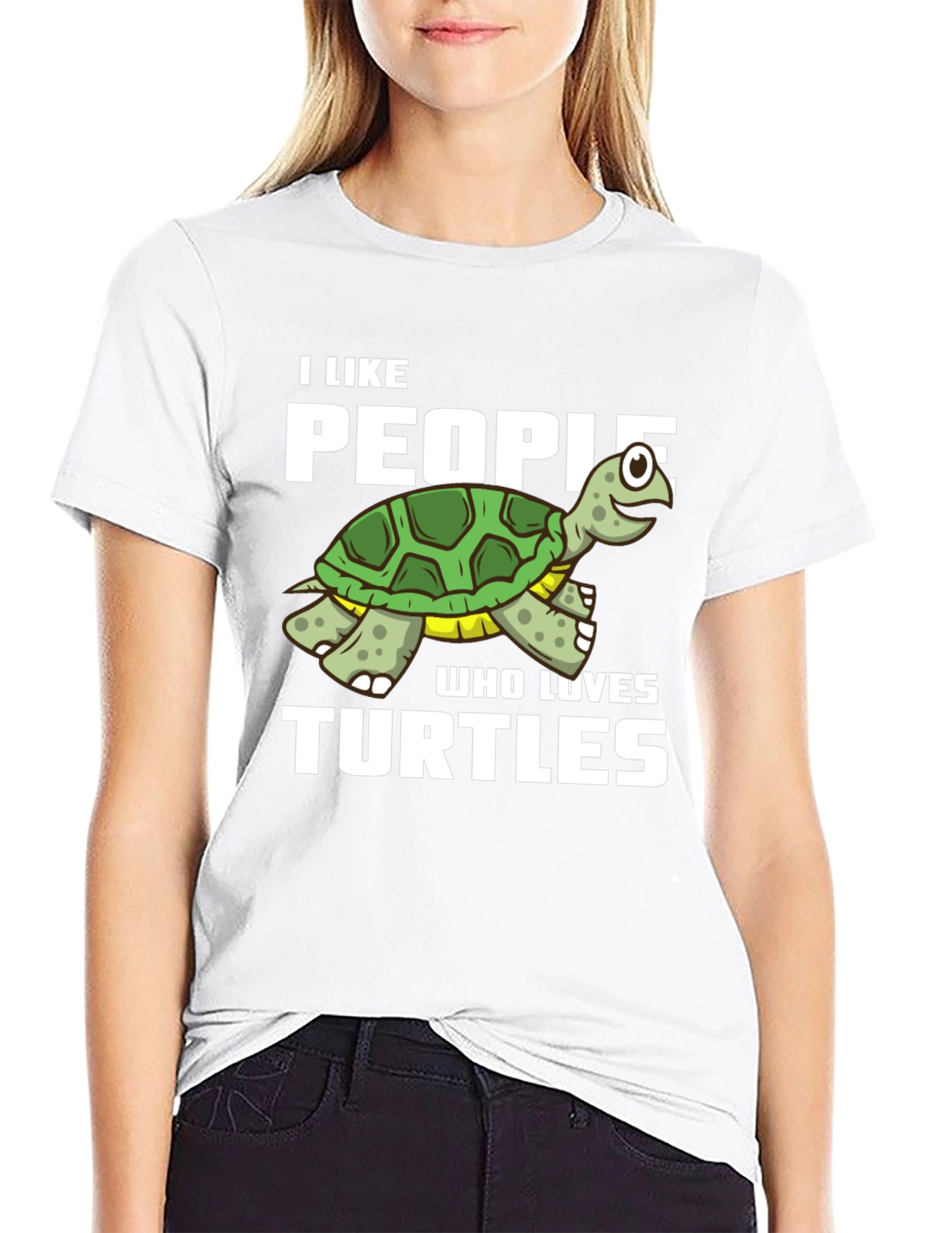 Black I Like People Who Loves Turtles Black T-Shirt view 9