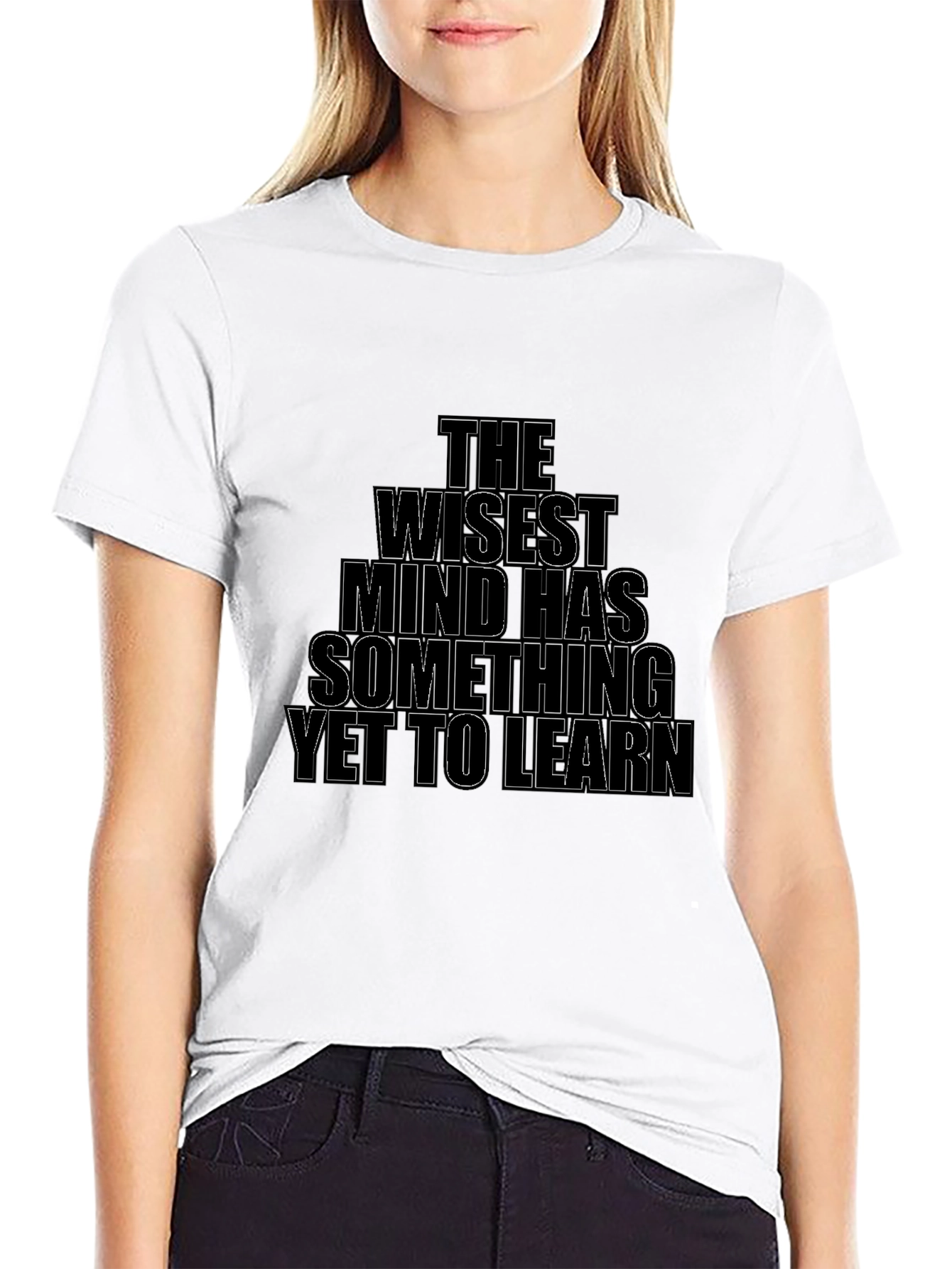 Black The Wisest Mind T-Shirt - Black Crew Neck Casual Tee view 9