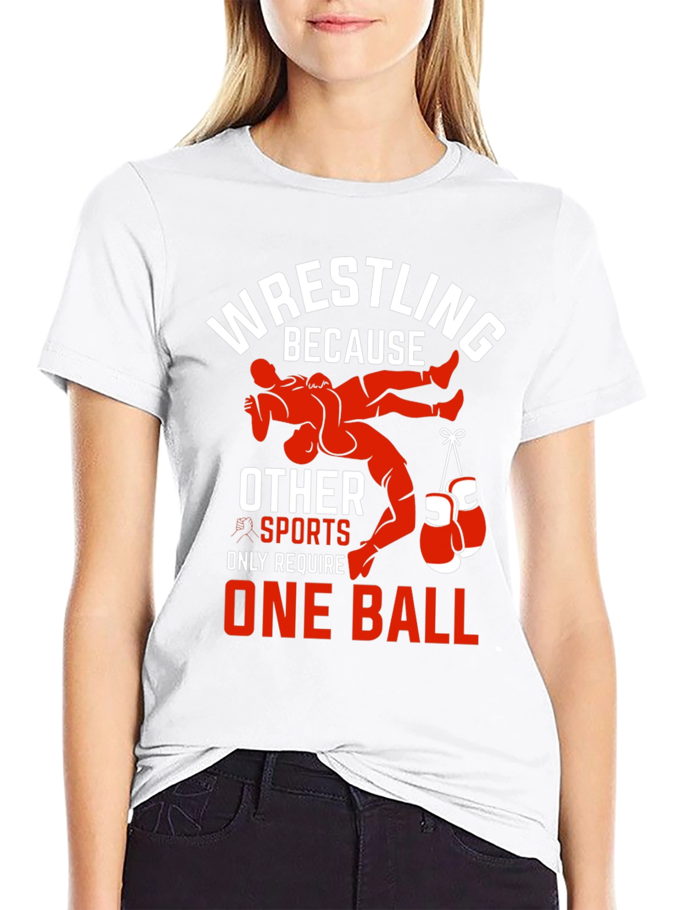 Black Wrestling T-Shirt - One Ball Funny Tee view 9