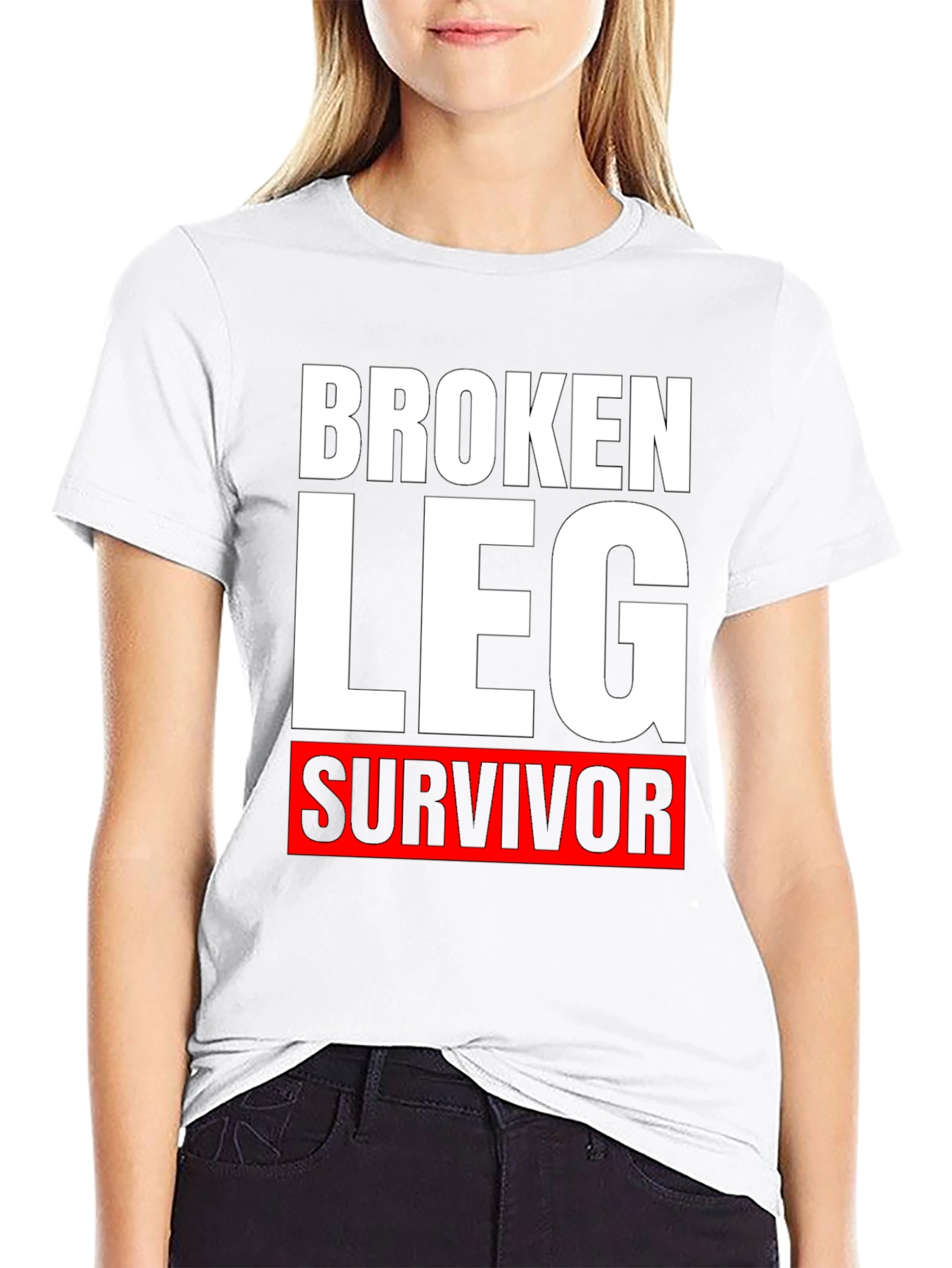 Black Broken Leg Survivor T-Shirt - Funny Get Well Soon Tee view 9