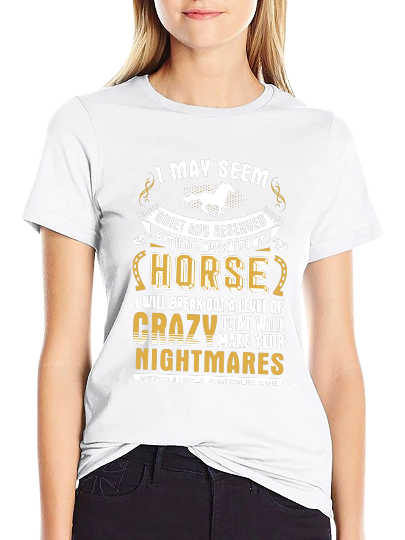 Black I May Seem Quiet Horse T-Shirt view 9