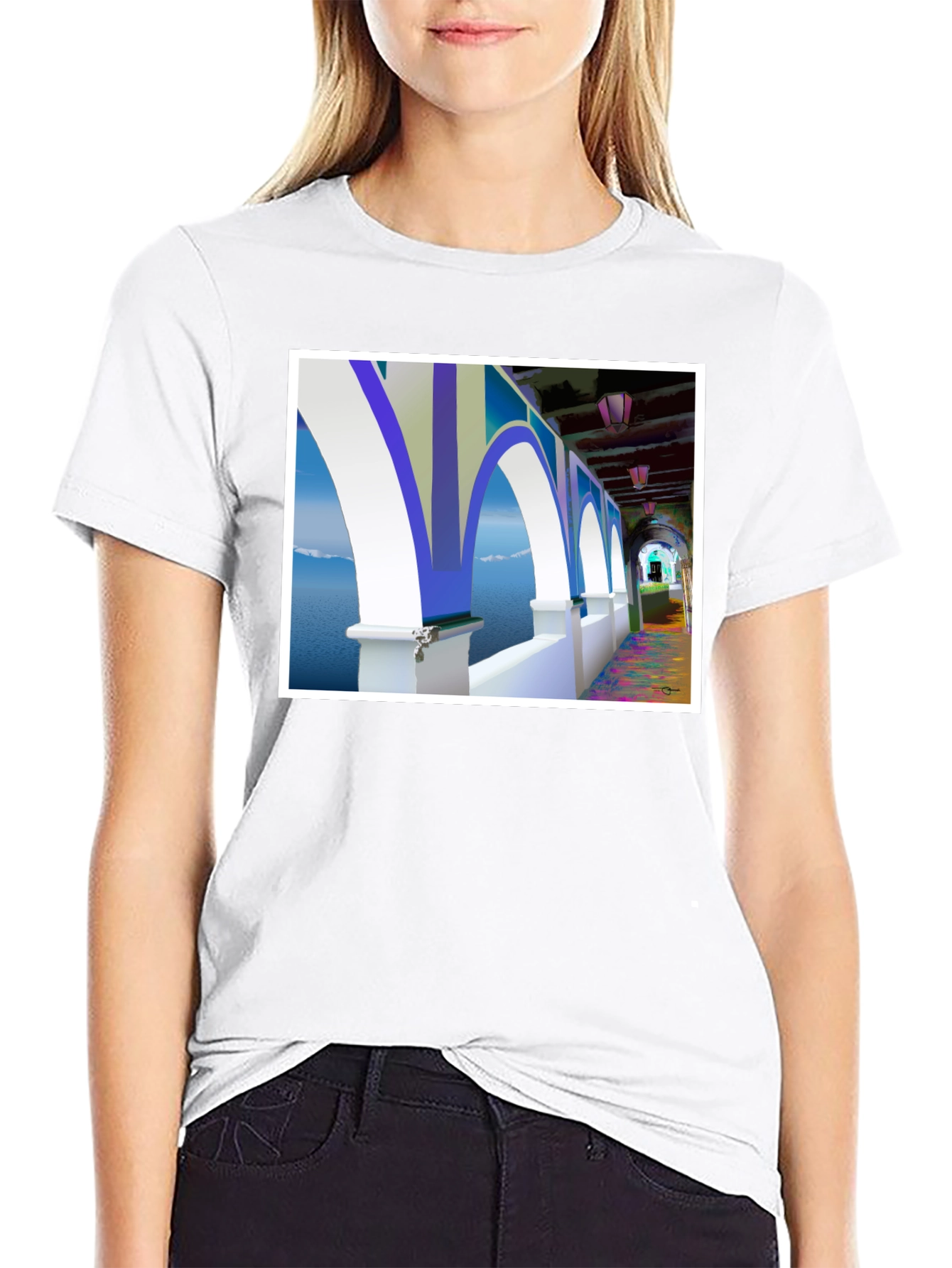 Black Arched Seascape Graphic Tee view 9