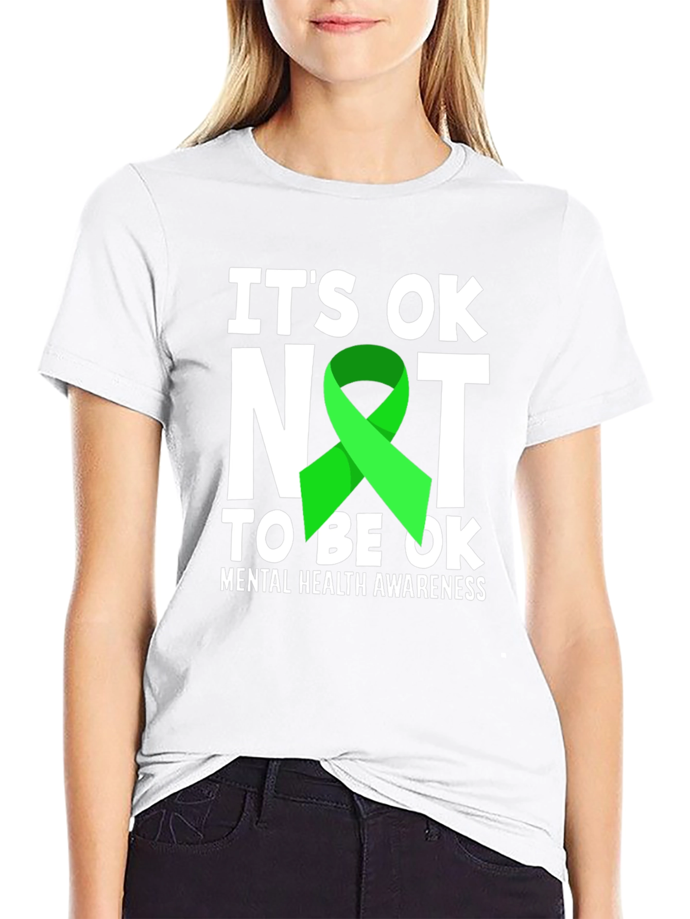 Black It's OK Not to Be OK Mental Health Awareness T-Shirt view 9