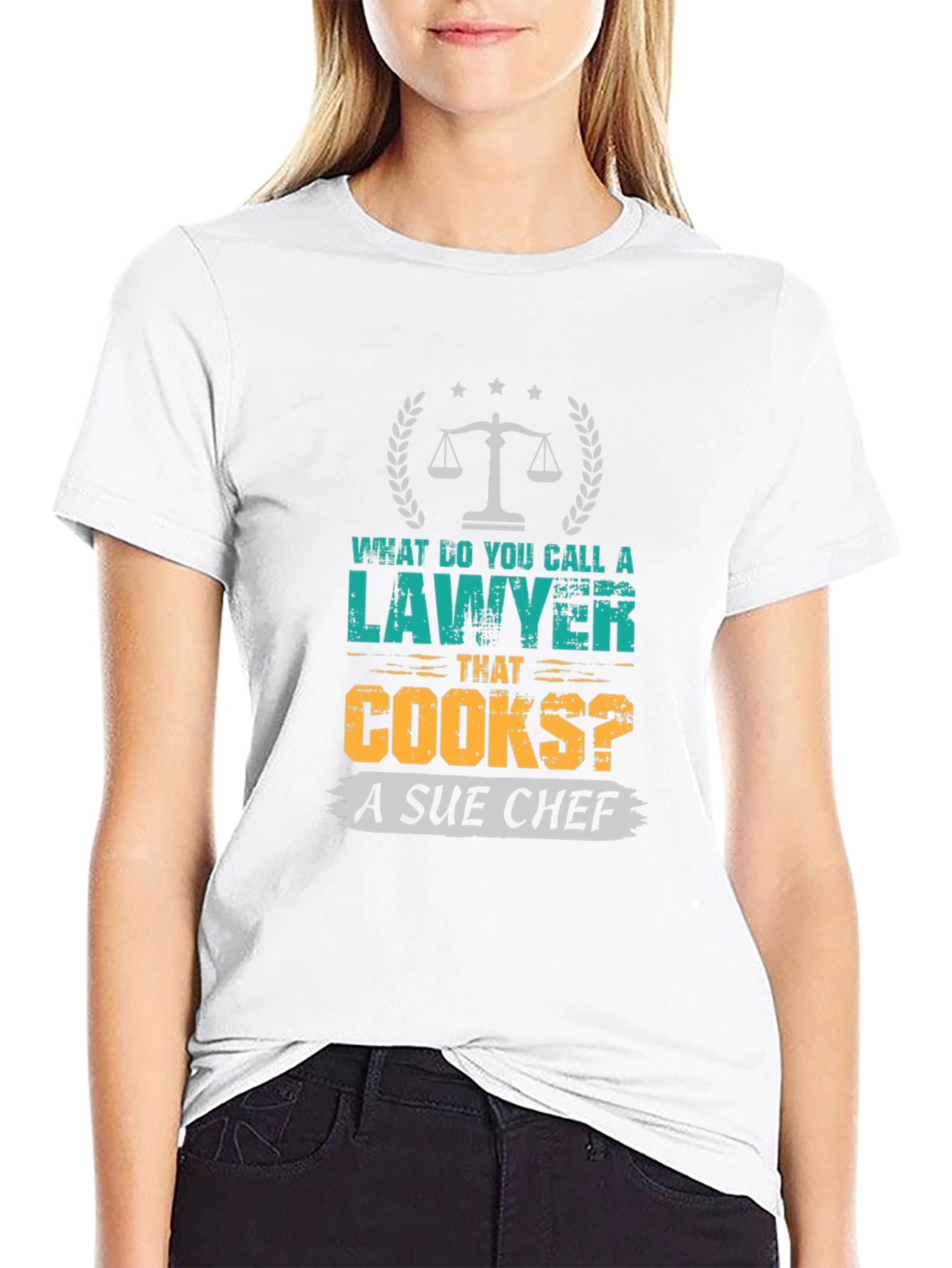 Black Lawyer Pun T-Shirt - Sue Chef Funny Law Attorney Gift view 9