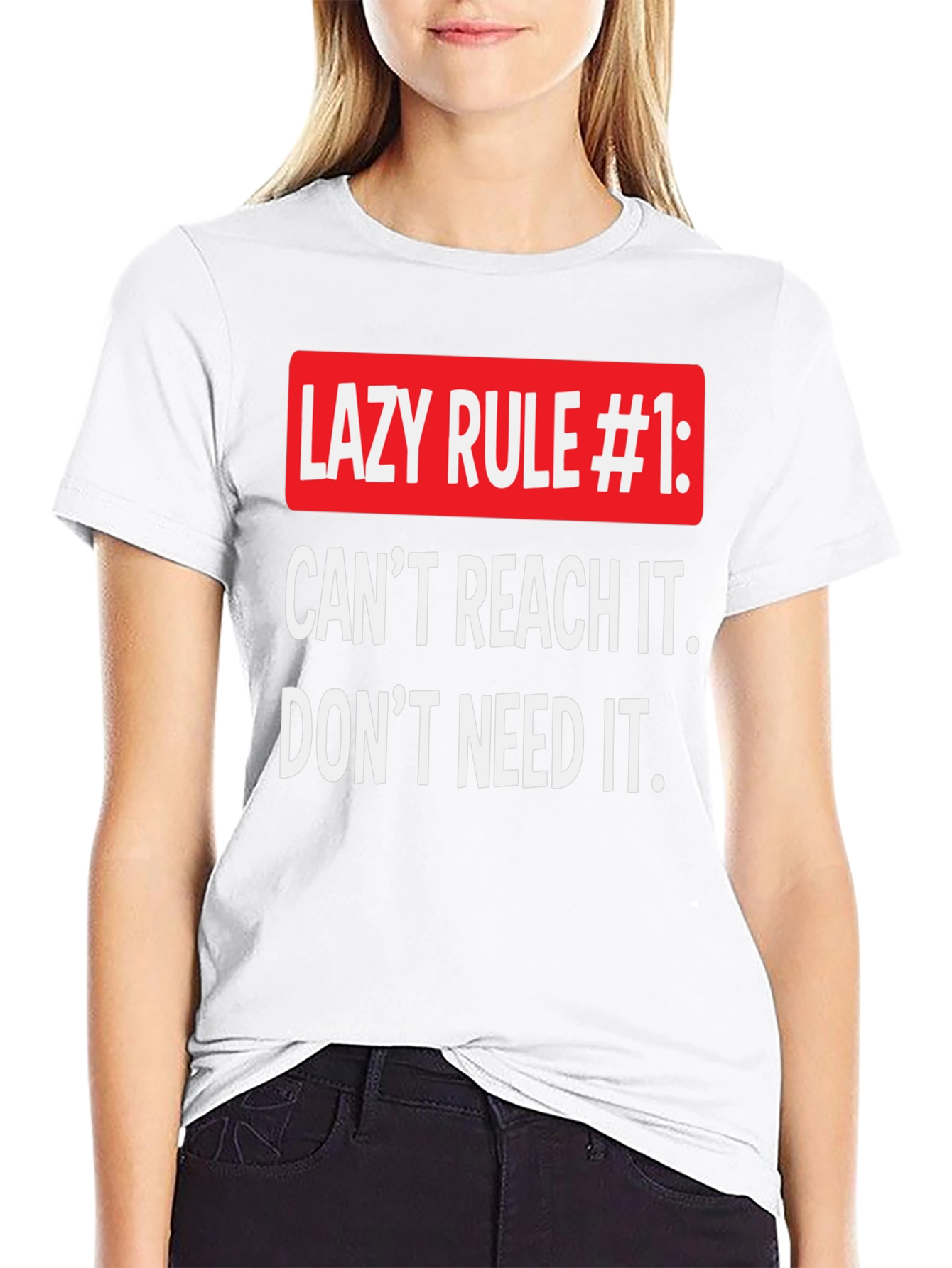 Black Funny Lazy Rule #1 T-Shirt, Relaxed Fit view 9