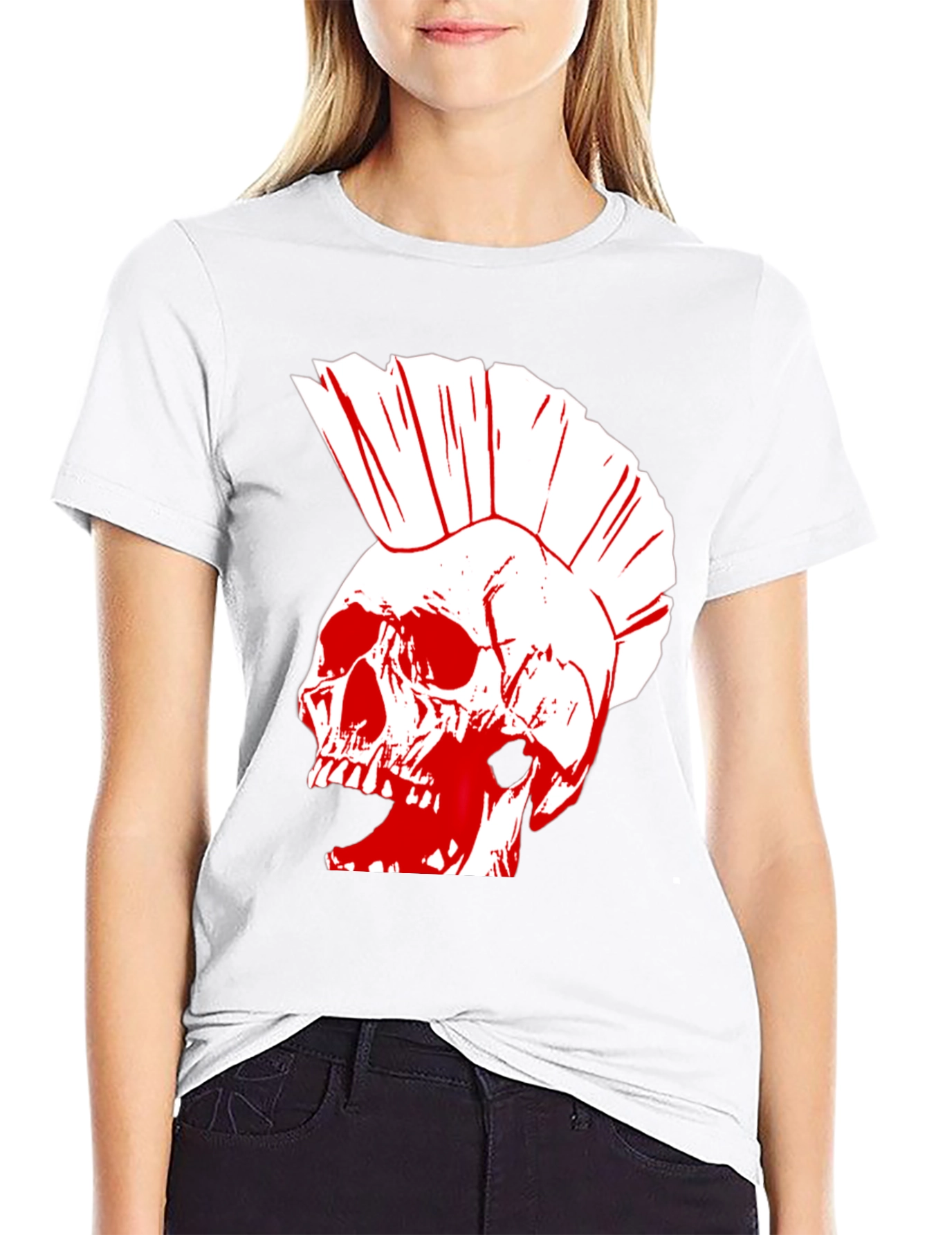 Black Punk Skull Graphic T-Shirt view 9