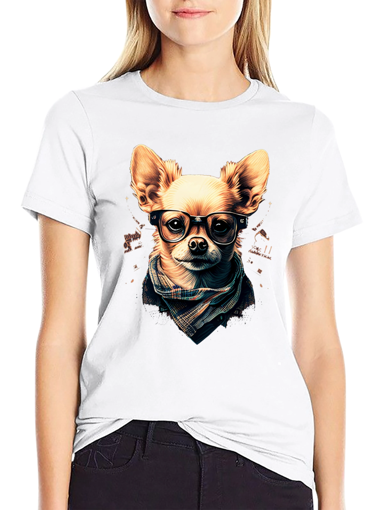 Black Hipster Dog T-Shirt: Geek Chic Chihuahua view 9